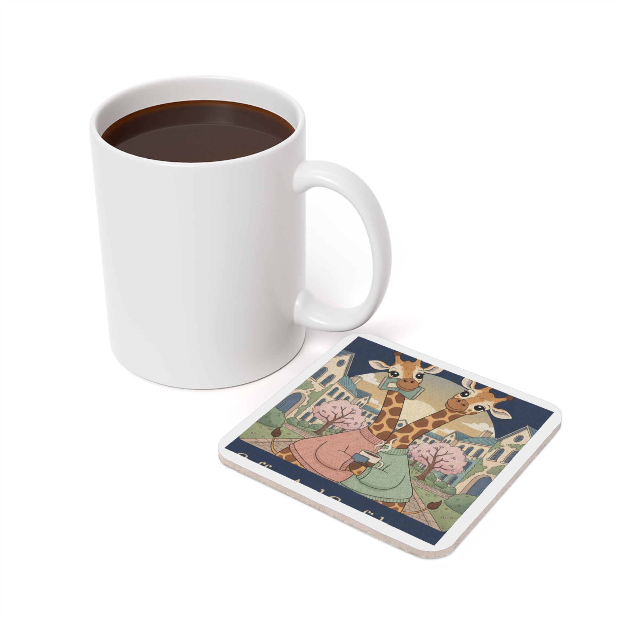 Giraffes Cork Coaster – Coffee and Confidence