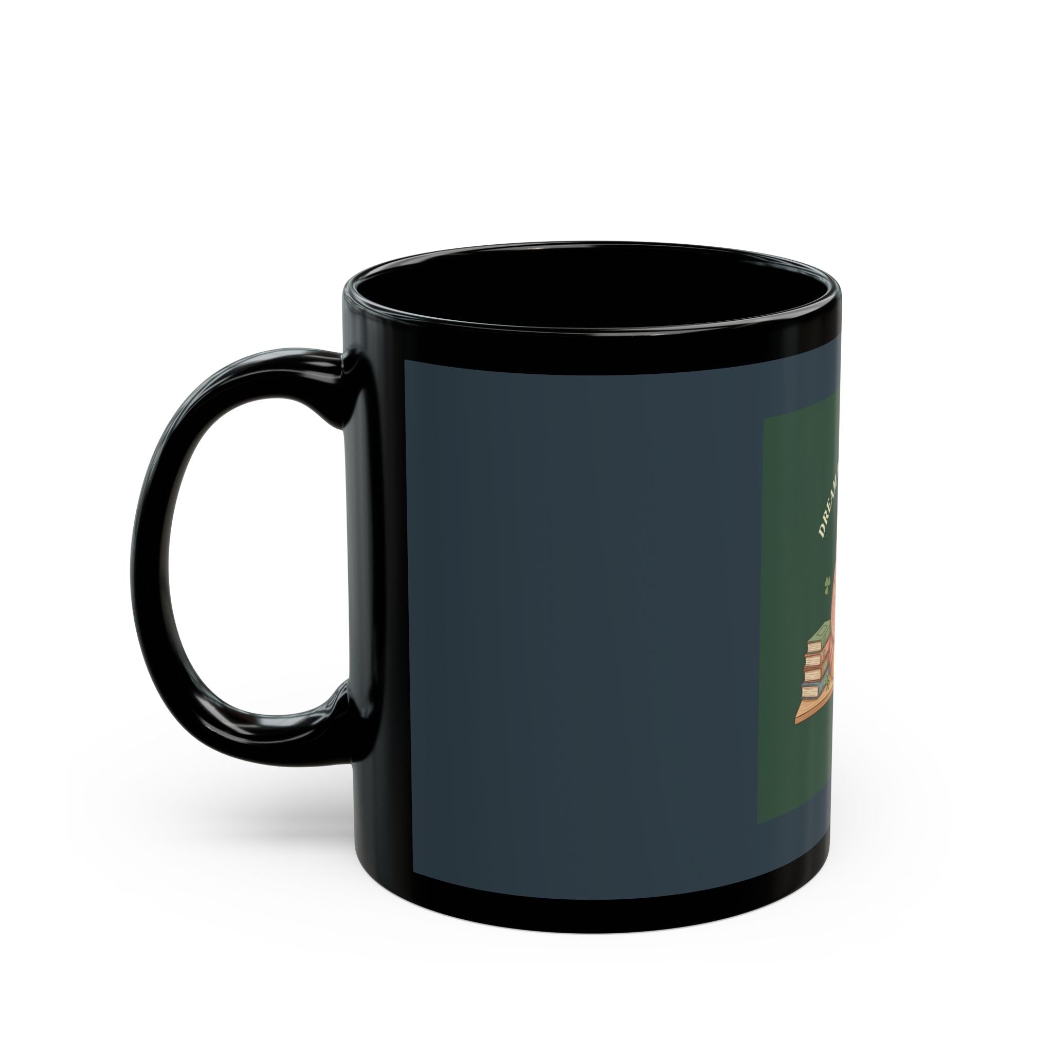 Cat Black Mug 11oz – Dream Big, Study Hard