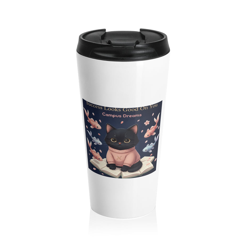 Black Cat Travel Mug – Success Looks Good on You Campus Dreams