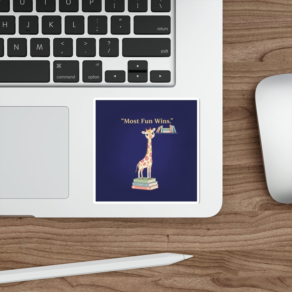 Giraffe Die-Cut Sticker – Most Fun Wins