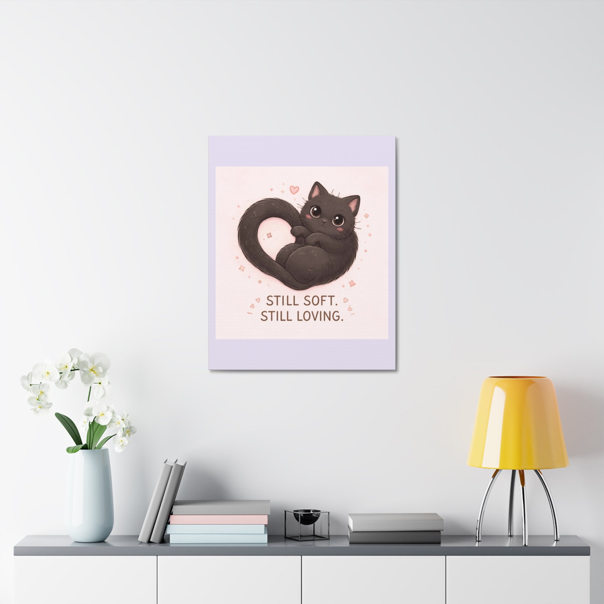 "STILL SOFT. STILL LOVING" Black Cat Canvas | College Girl Gift | Fashion | KayKay Classics
