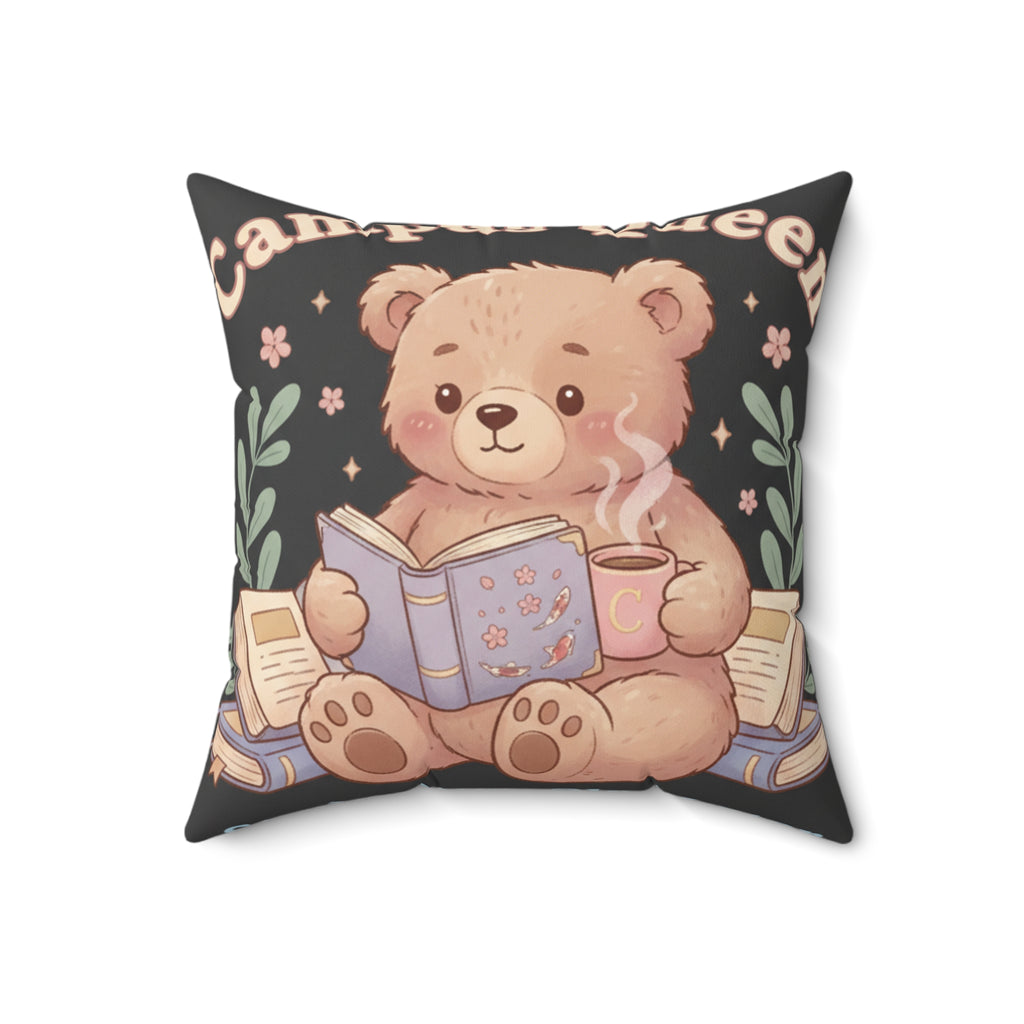 Bear Square Pillow – Campus Queen Study Now Slay Later