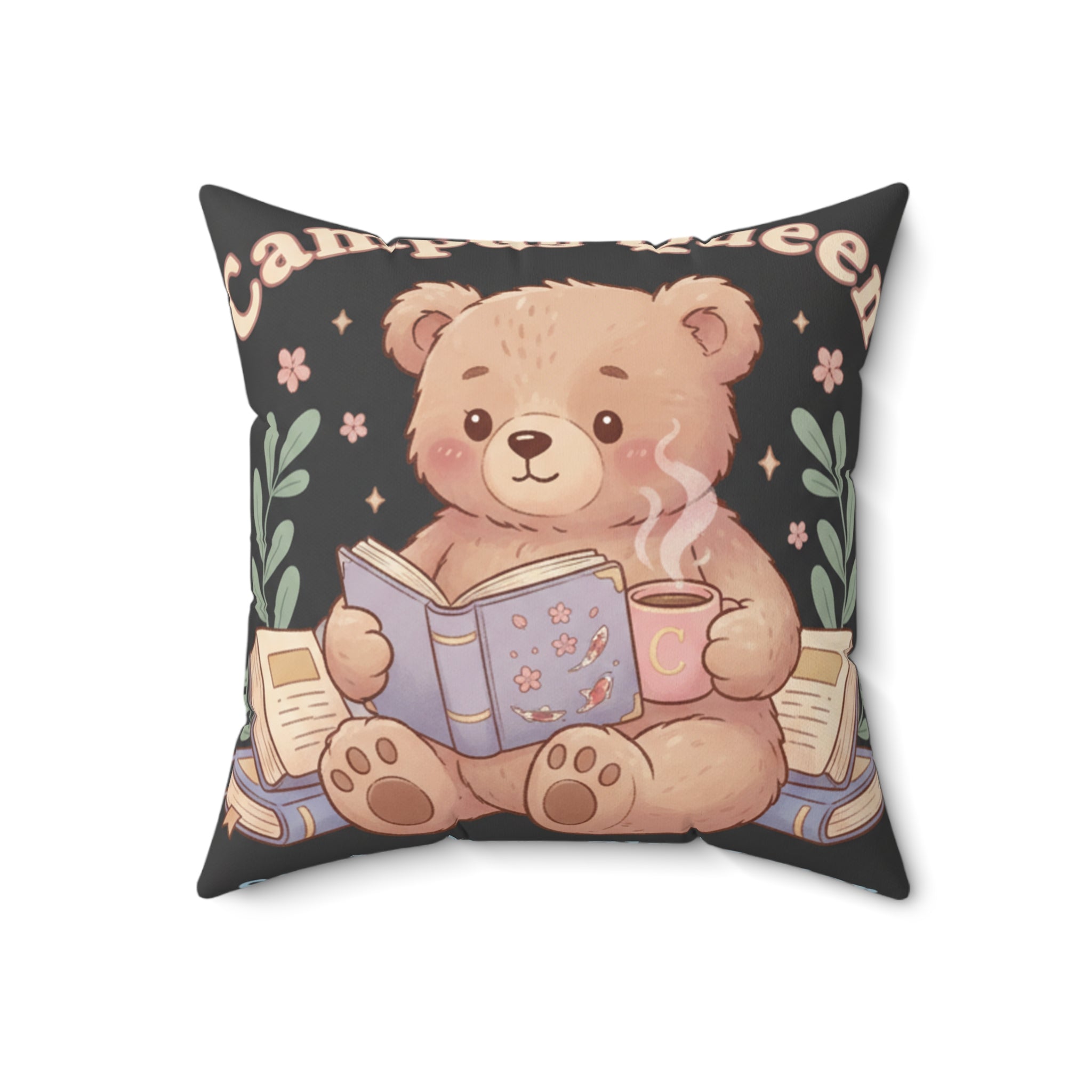 Bear Square Pillow – Campus Queen Study Now Slay Later