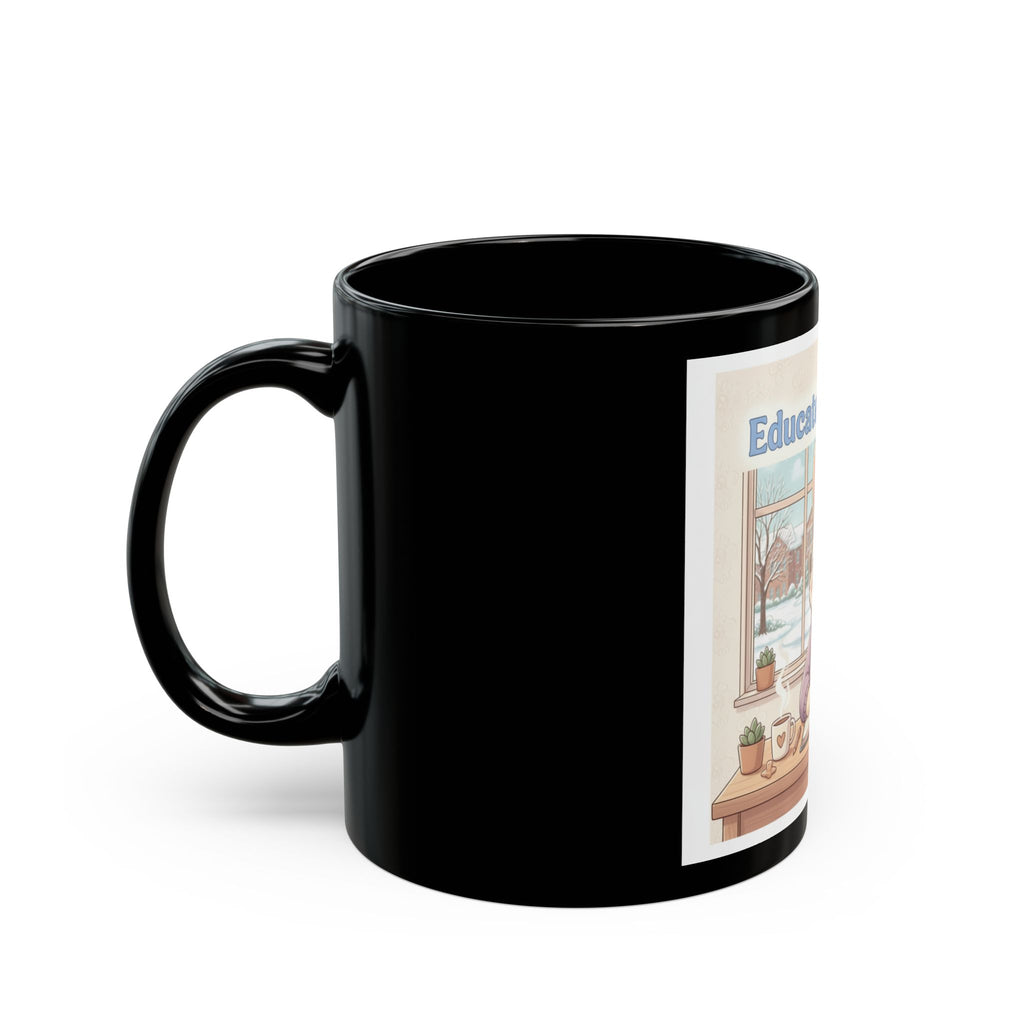 Educated And Cute Rabbit Black Mug 11oz
