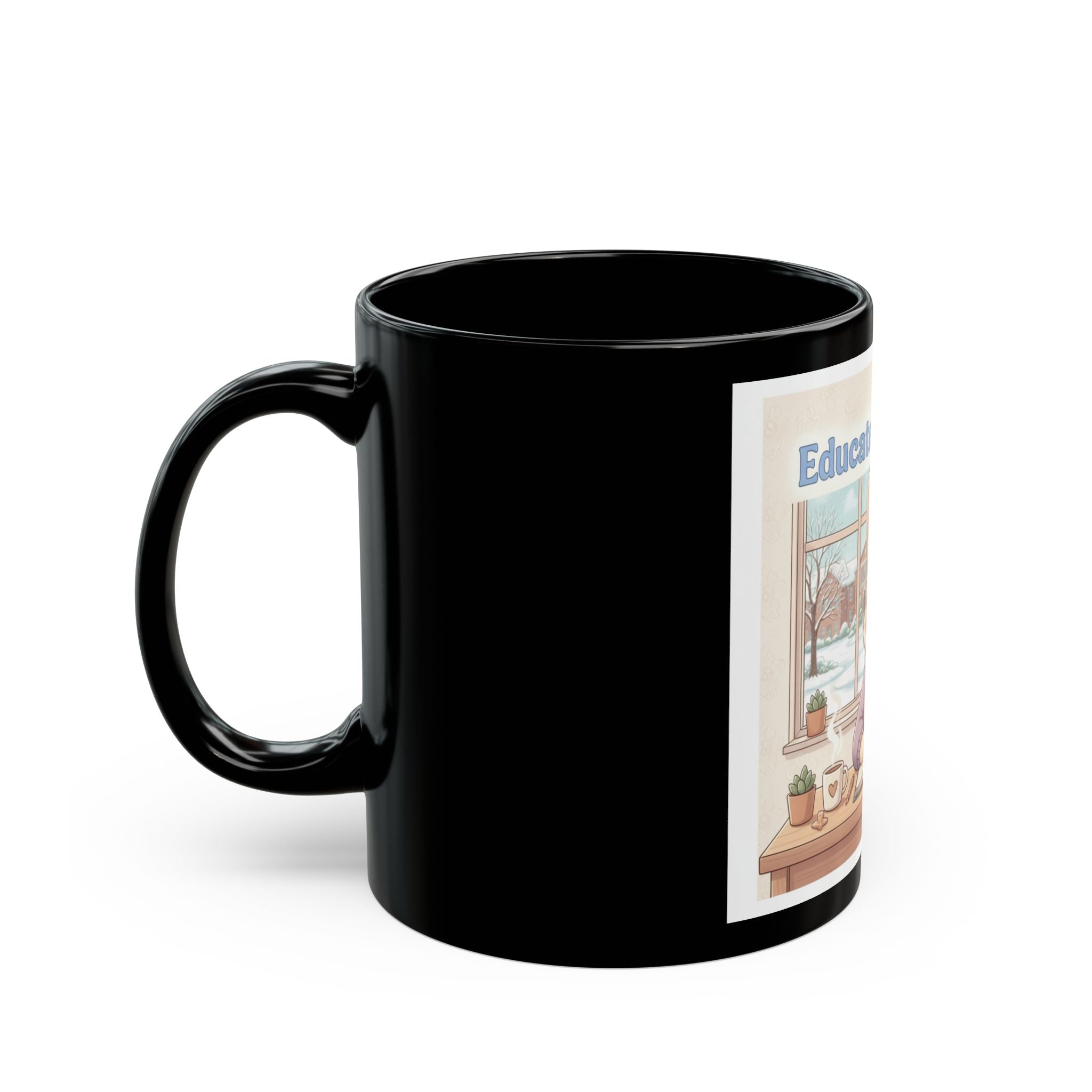 Educated And Cute Rabbit Black Mug 11oz