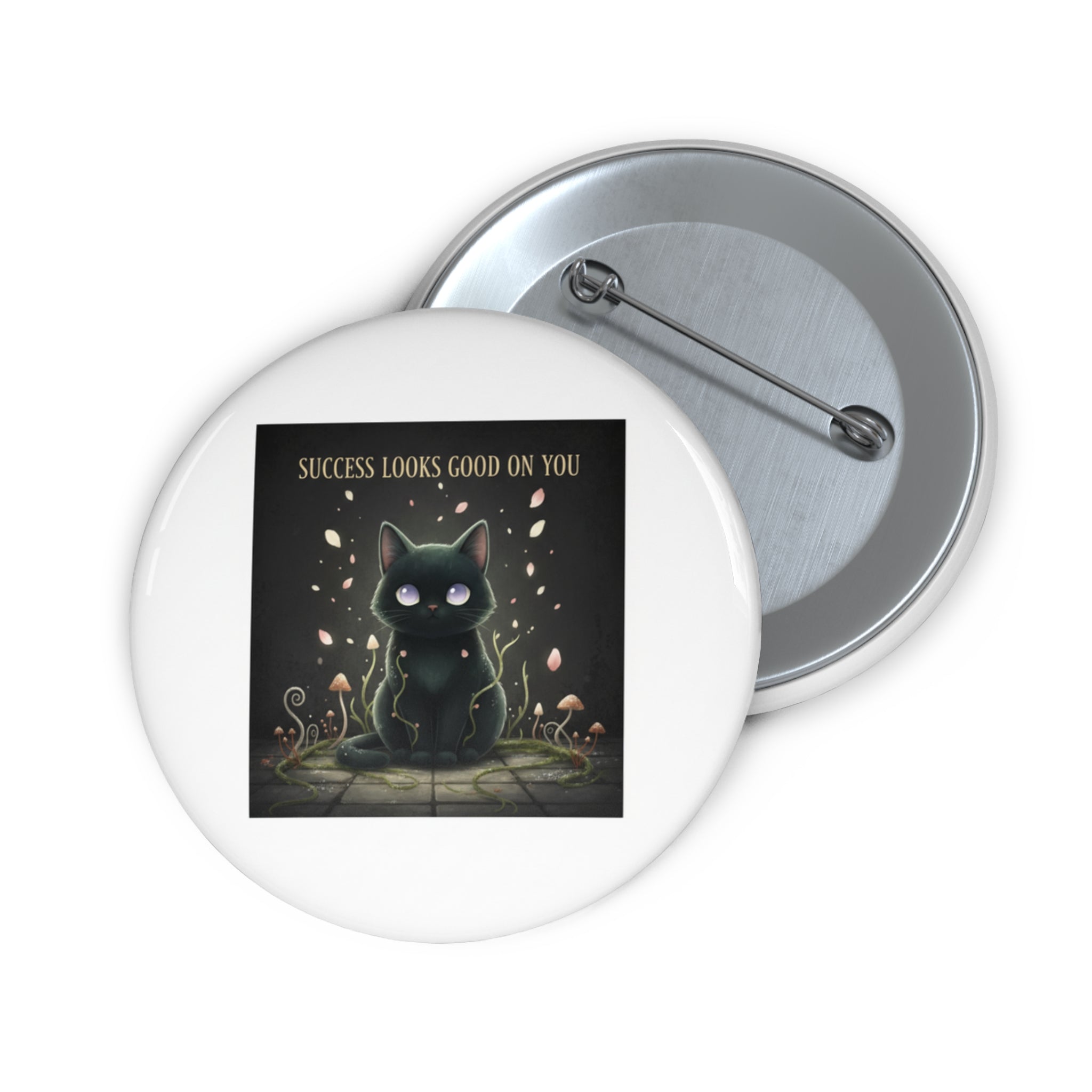 Black Cat Pin Button – Success Looks Good on You
