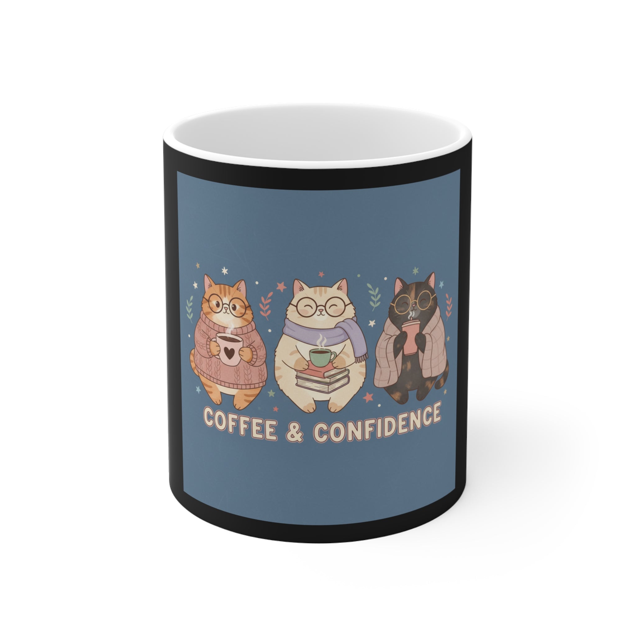Cat Mug 11oz – Coffee & Confidence