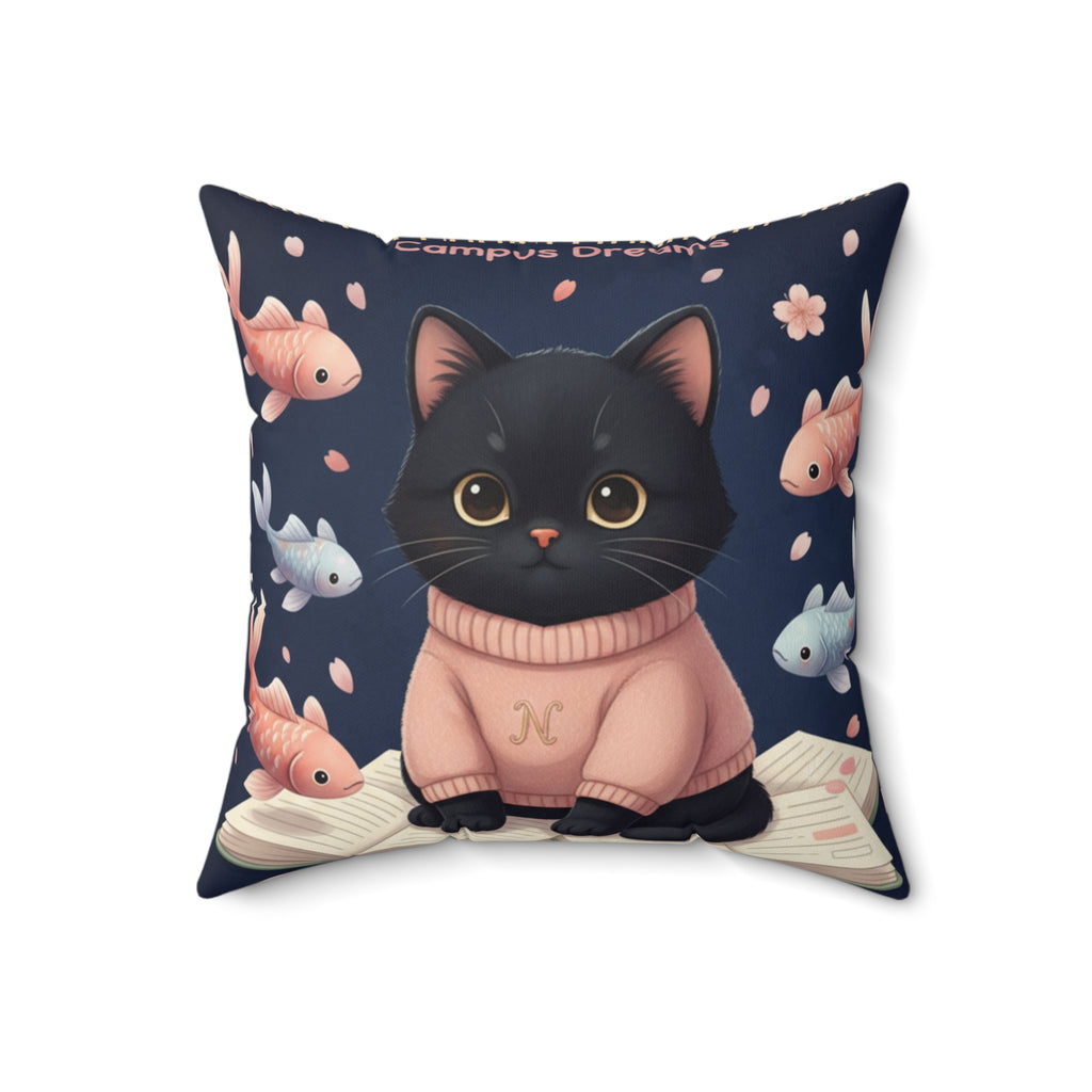 Black Cat Square Pillow – Success Looks Good on You Campus Dreams