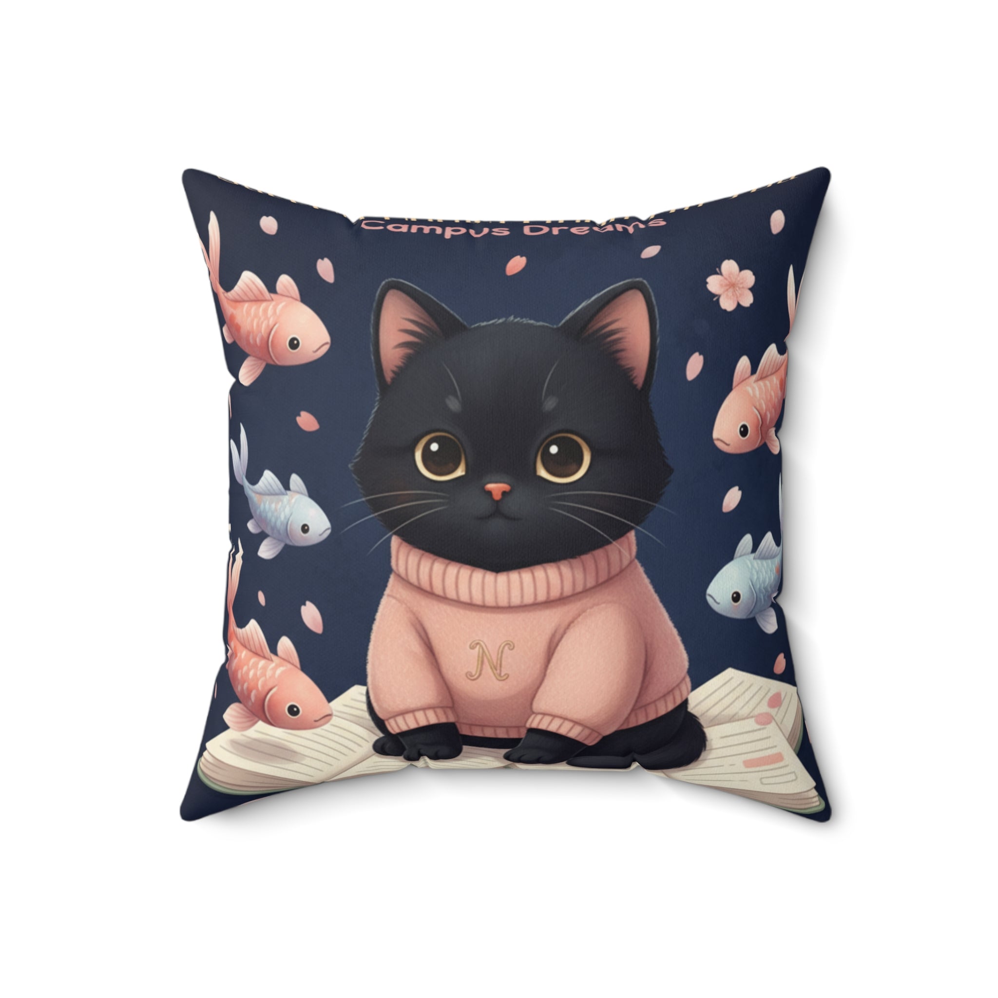 Black Cat Square Pillow – Success Looks Good on You Campus Dreams