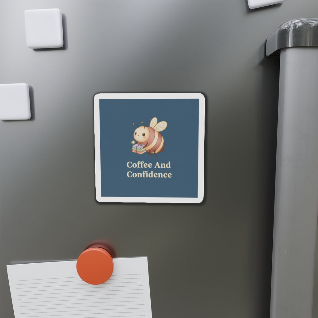 Bee Die-Cut Magnet – Coffee and Confidence