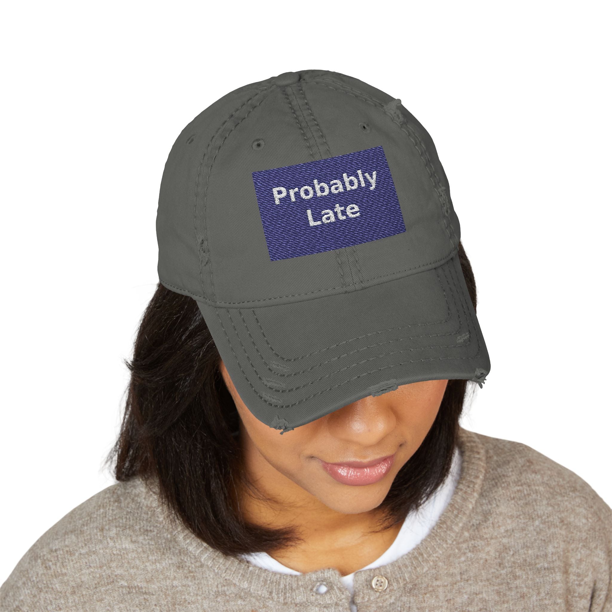 "Probably Late" Black Cat Dad Hat | College Girl Gift | Fashion | KayKay Classics