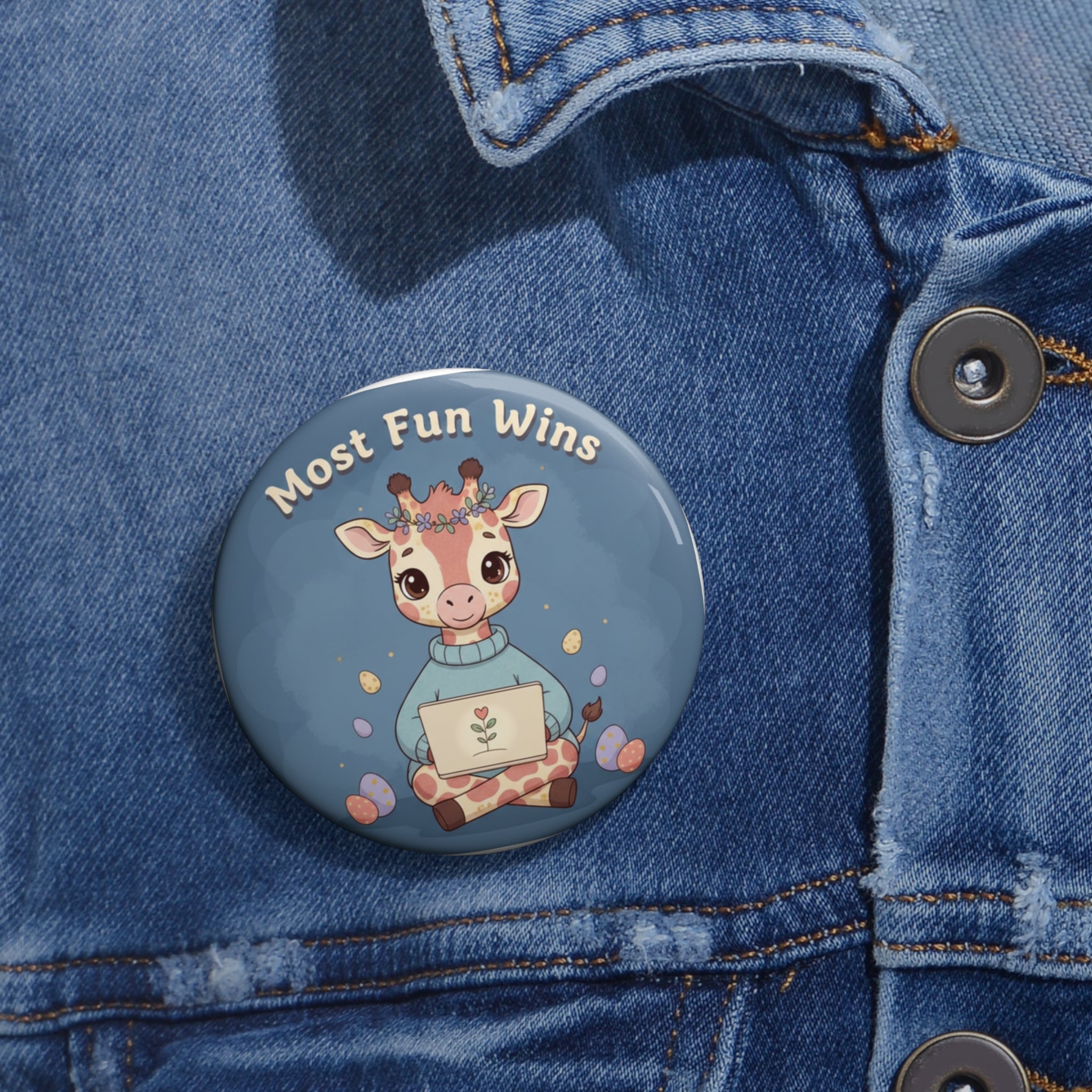 Giraffe Pin Button – Most Fun Wins