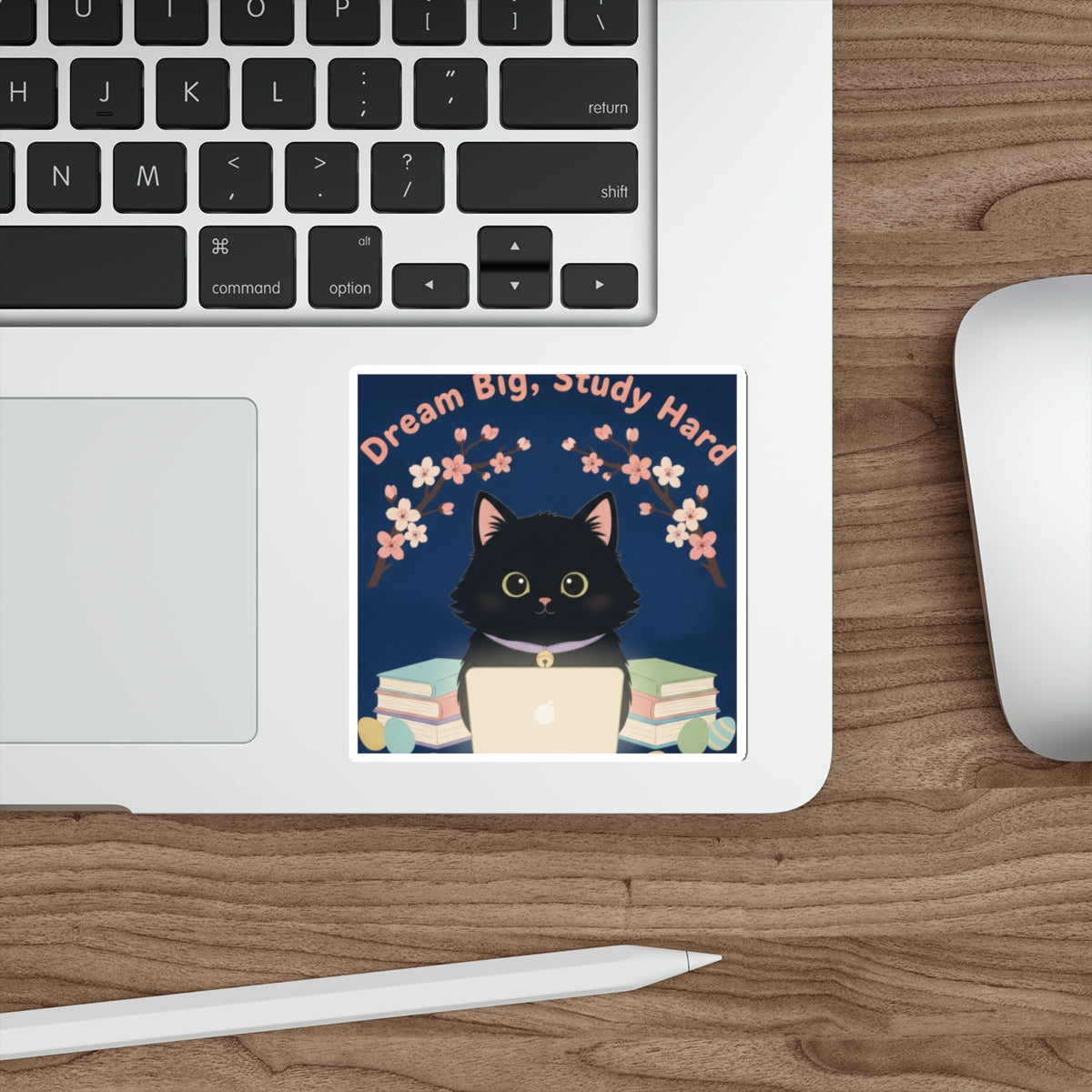 Black Cat Die-Cut Sticker – Dream Big Study Hard