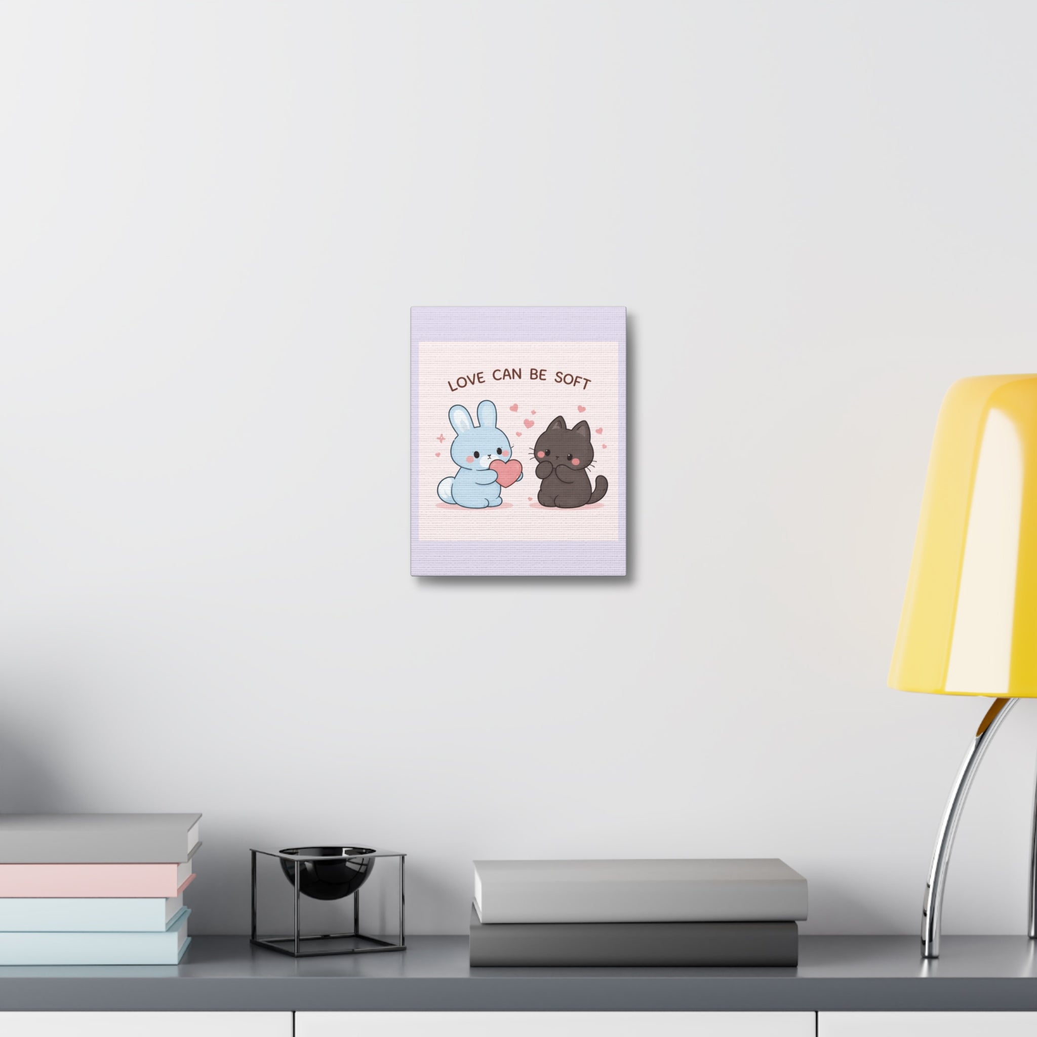 "LOVE CAN BE SOFT" Black Cat Canvas | College Girl Gift | Fashion | KayKay Classics