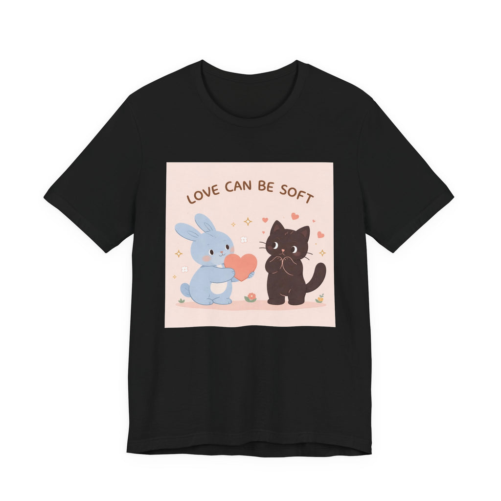 "LOVE CAN BE SOFT" Black Cat Women Tee | College Girl Gift | Fashion | KayKay Classics