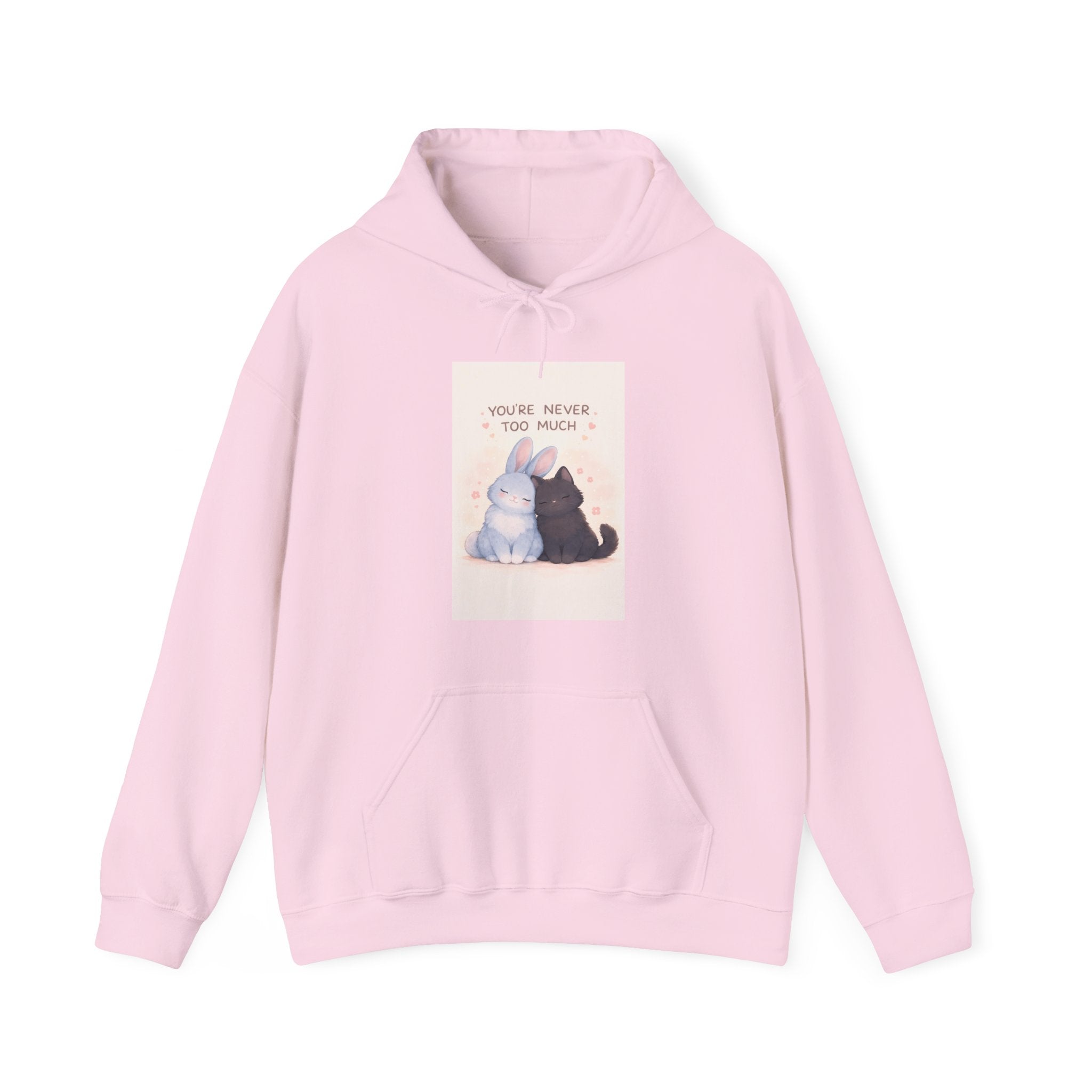 "YOU'RE NEVER TOO MUCH" Black Cat Hoodie | College Girl Gift | Fashion | KayKay Classics