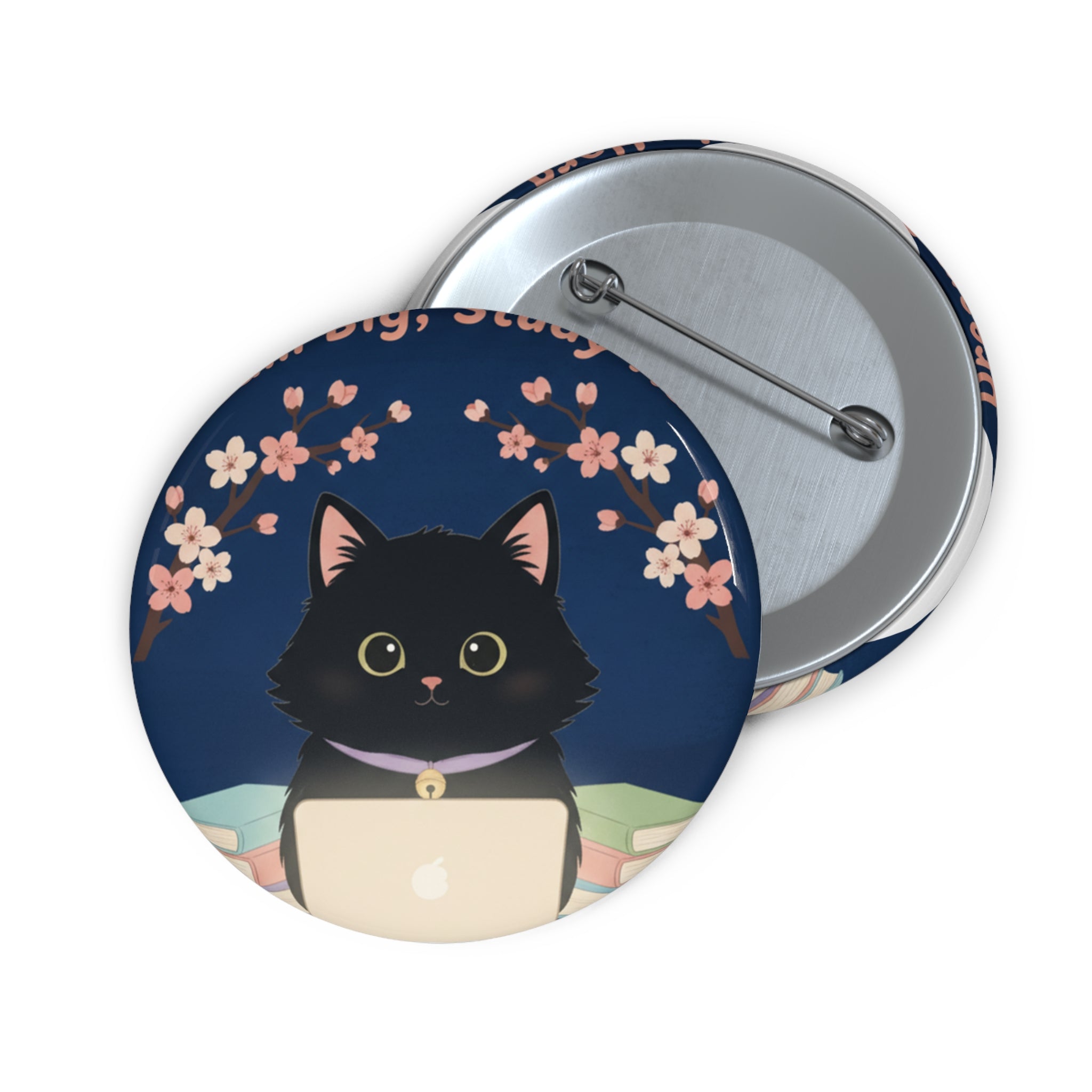 Black Cat Pin Button – Dream Big Study Hard