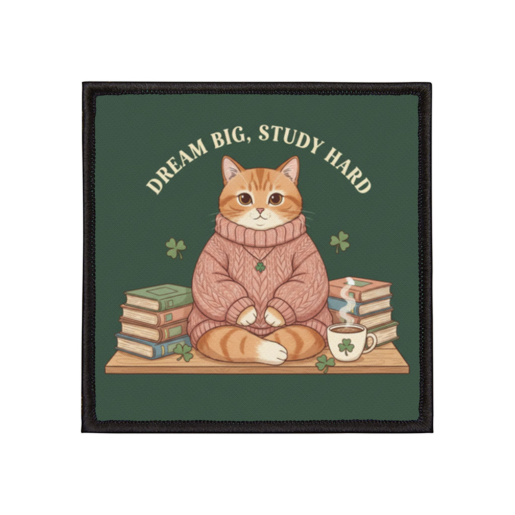 Cat Iron-On Patch – Dream Big, Study Hard