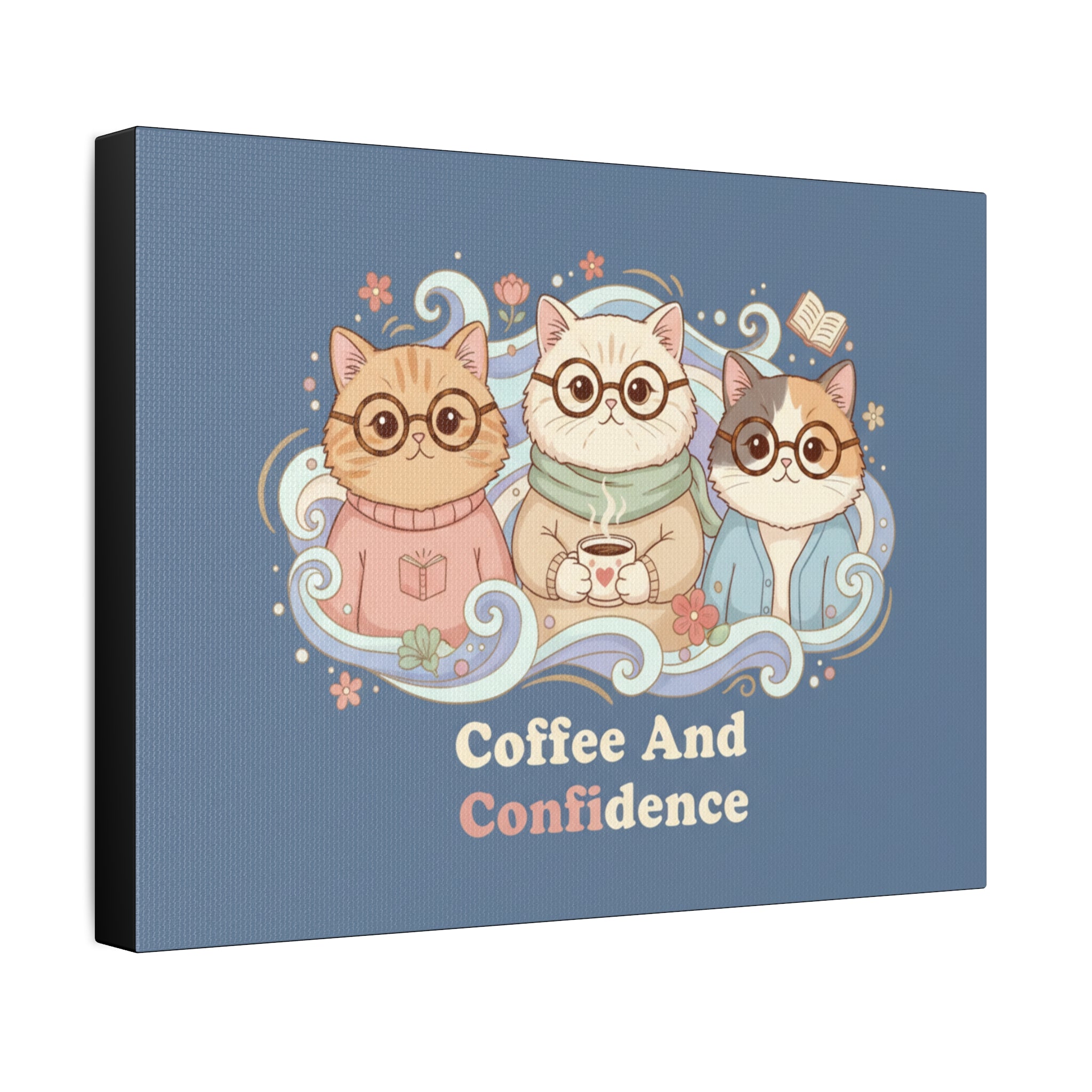 Cats With Glasses Canvas Print – Coffee and Confidence