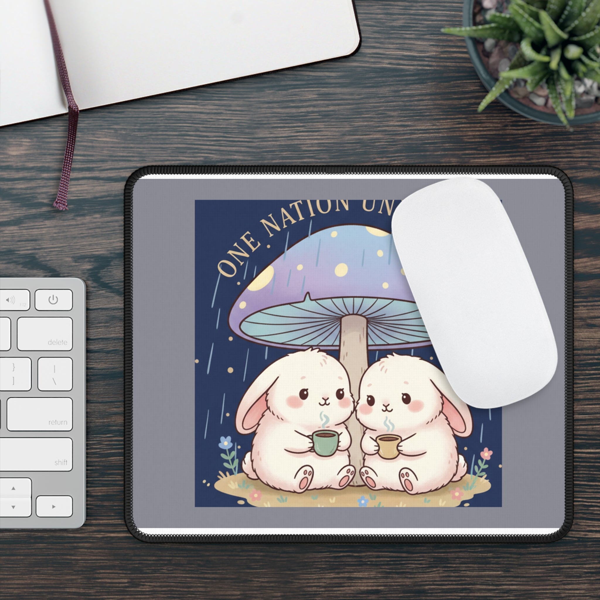 Two Cute Bunnies Mouse Pad – One Nation Under God