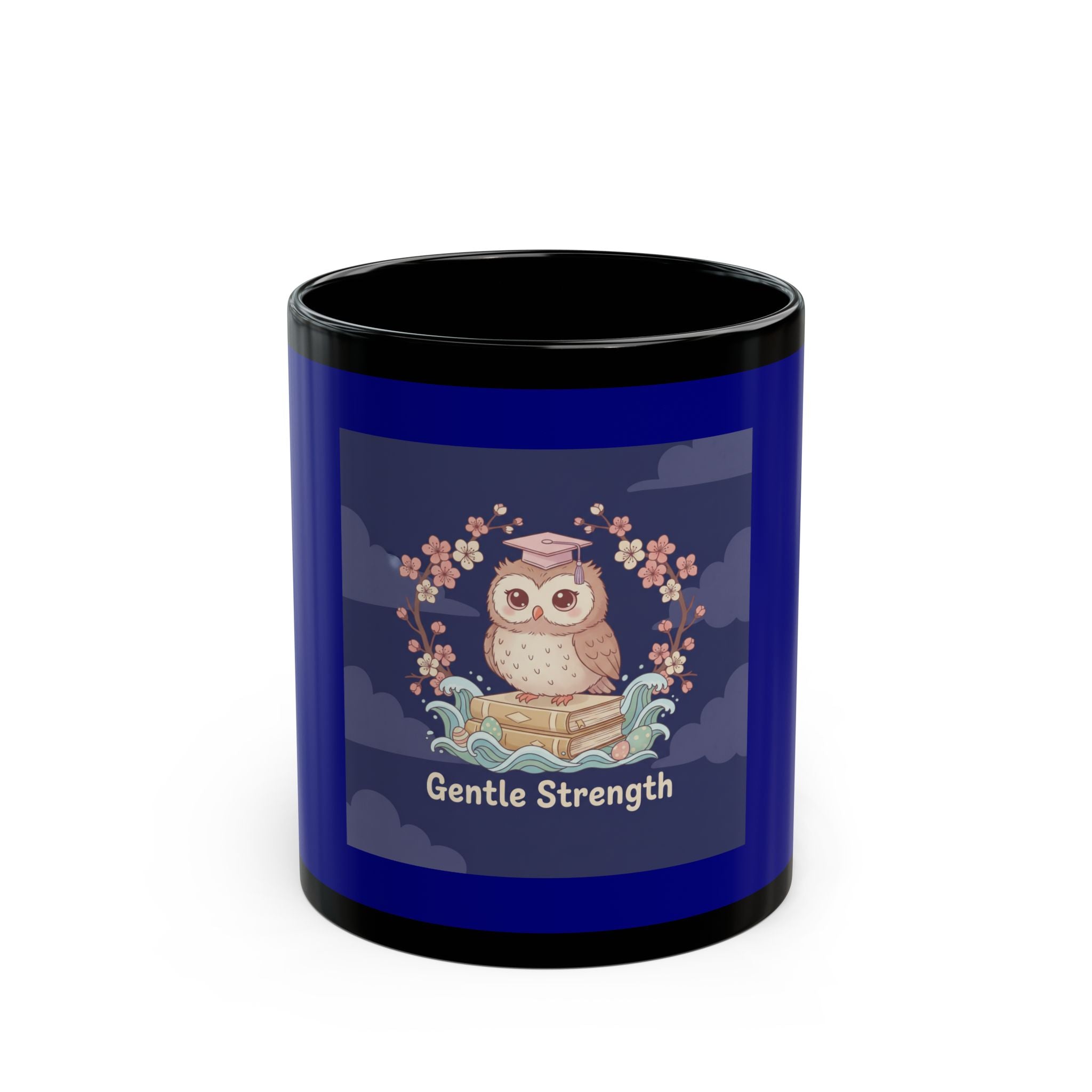 Owl Black Mug 11oz – Gentle Strength