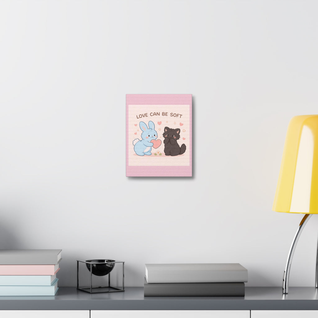 "LOVE CAN BE SOFT" Black Cat Canvas | College Girl Gift | Fashion | KayKay Classics