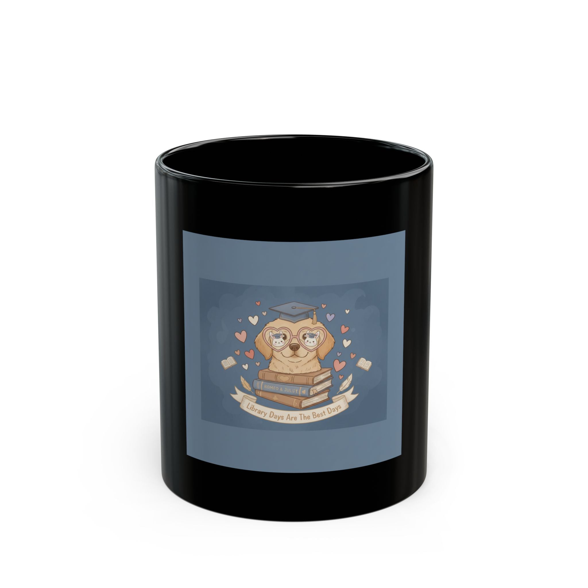 Library Days Are The Best Days Dog Black Mug 11oz