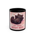 LET YOUR HEART REST Cat Black Mug 11oz