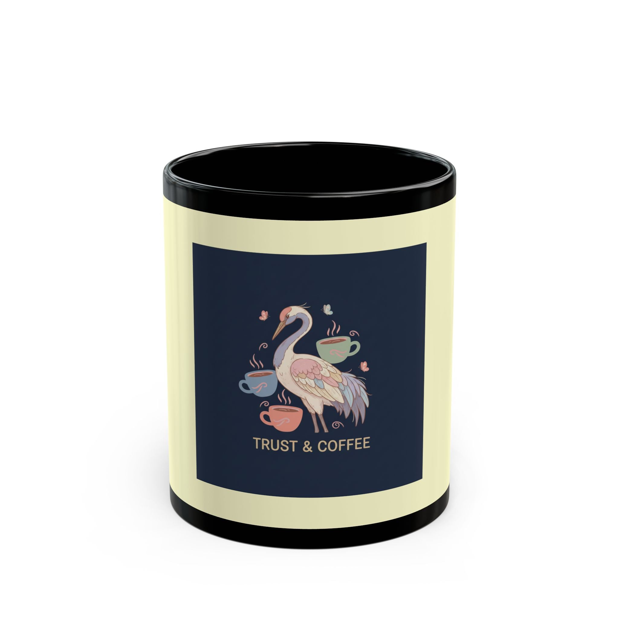 Crane Black Mug 11oz – Trust & Coffee