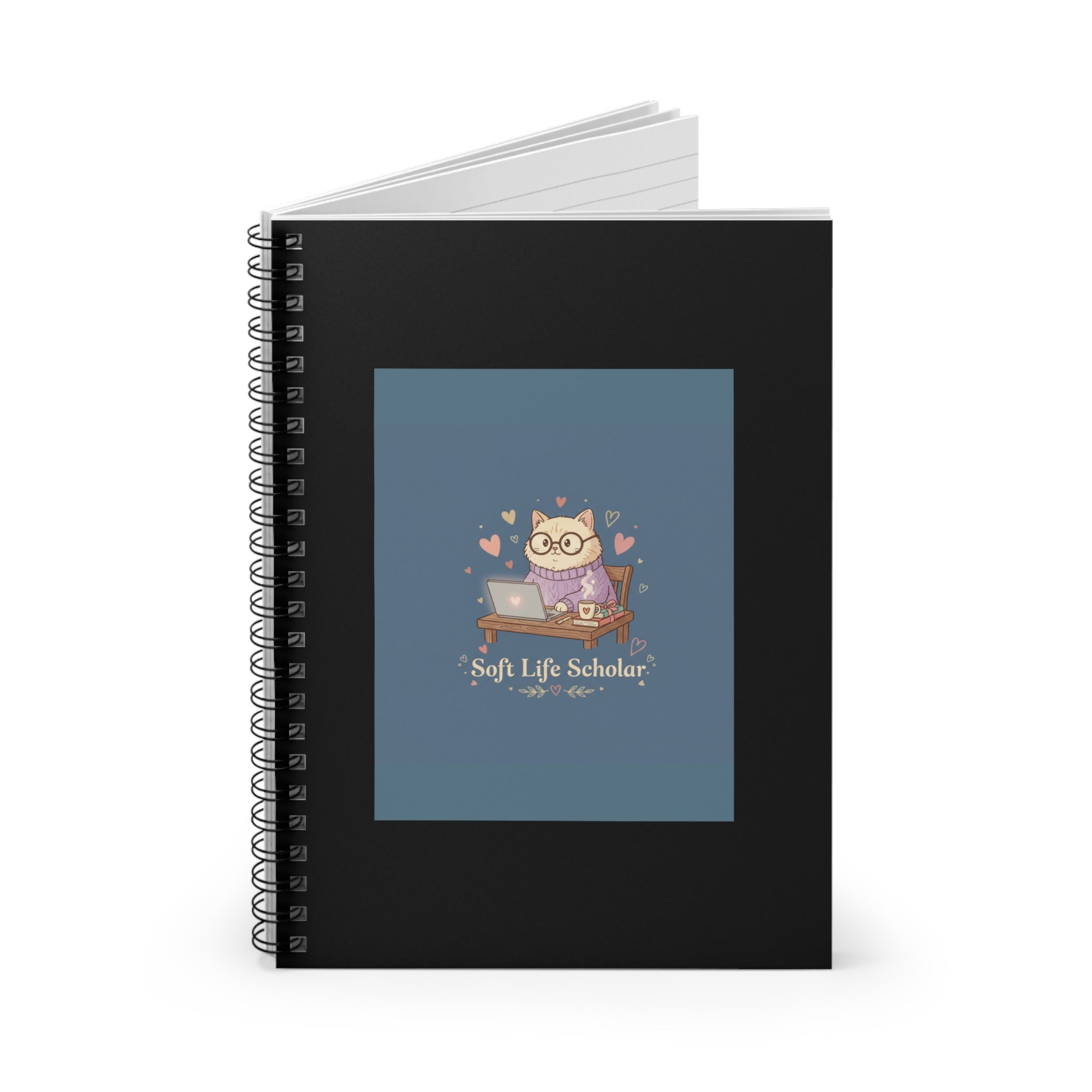 Soft Life Scholar Cat Spiral Notebook