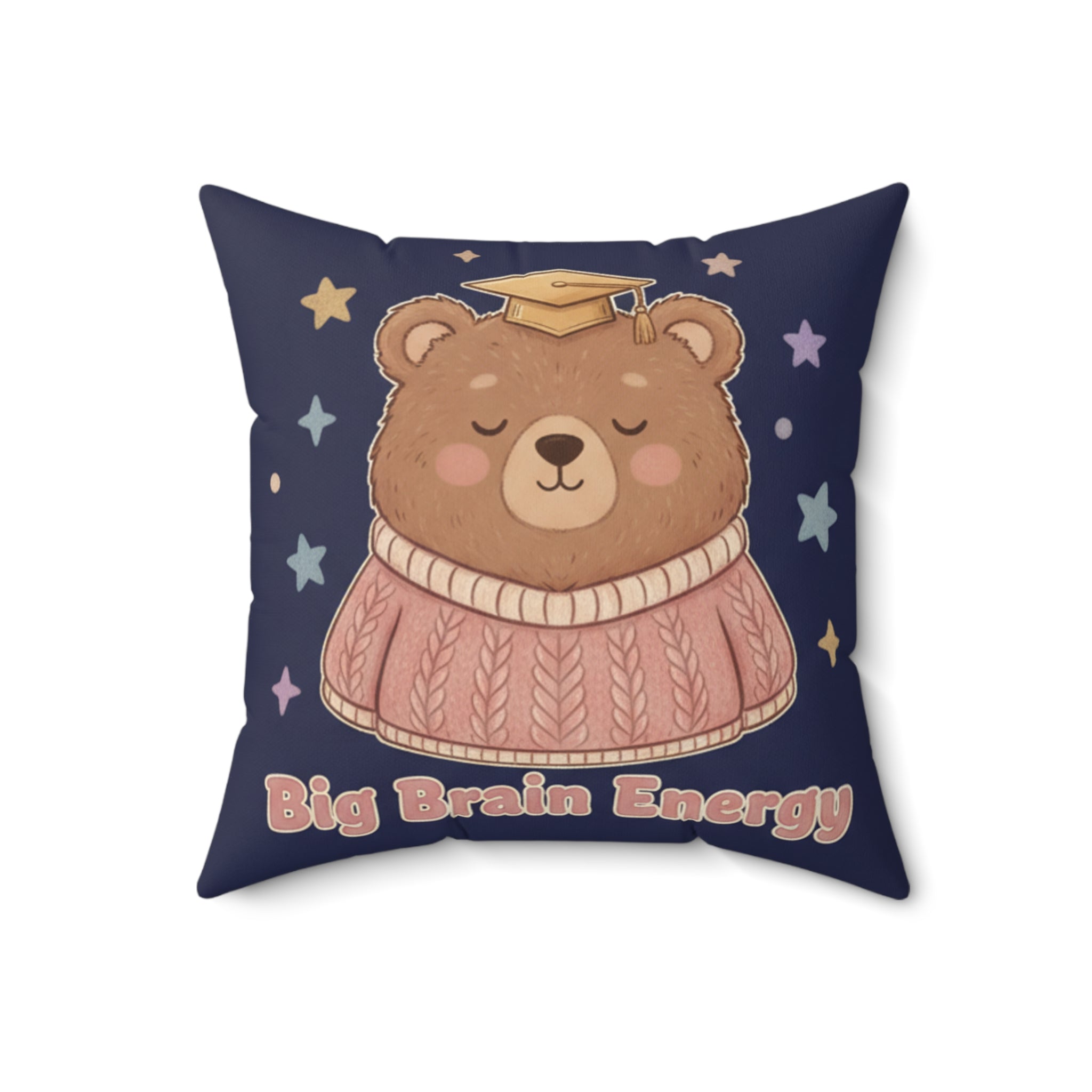 Bear Square Pillow – Big Brain Energy