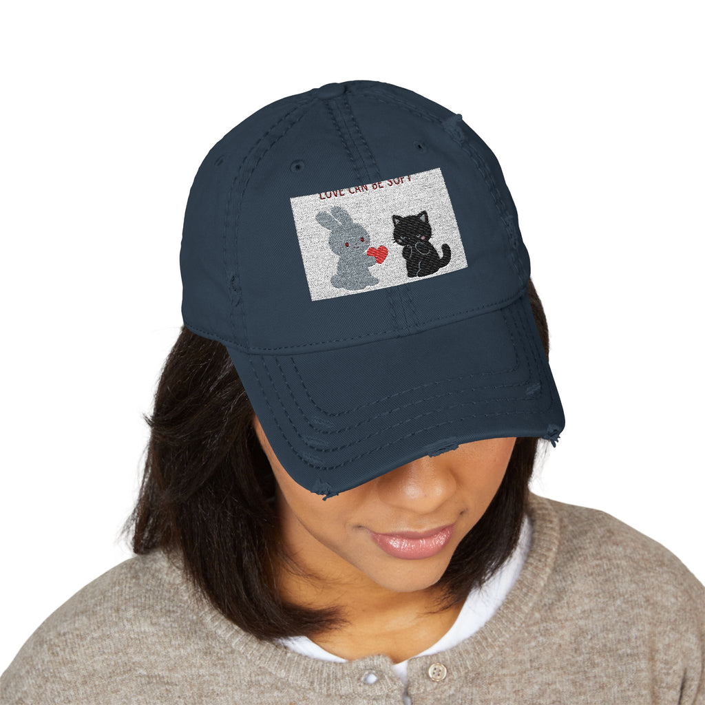 "LOVE CAN BE SOFT" Black Cat Dad Hat | College Girl Gift | Fashion | KayKay Classics