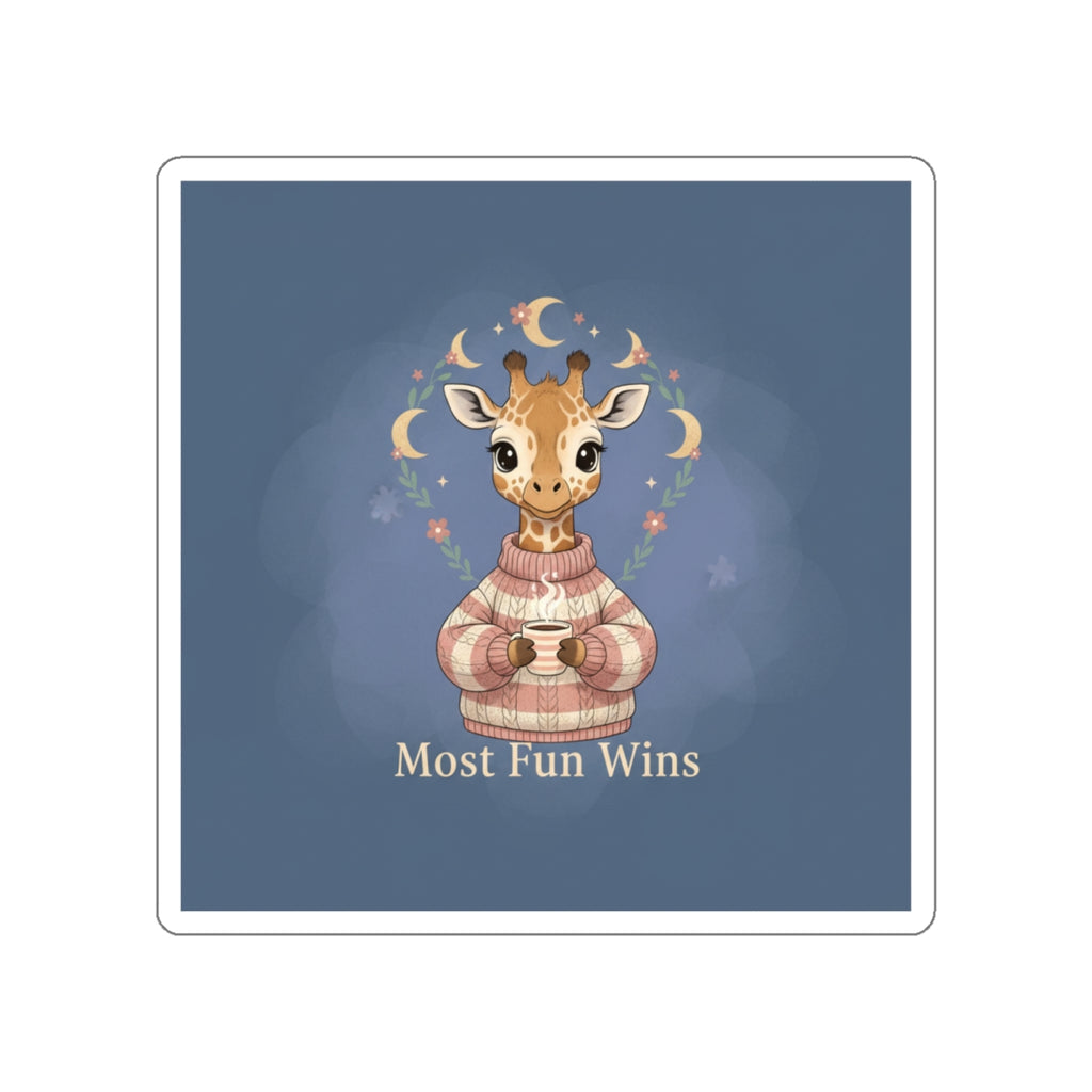 Giraffe Die-Cut Sticker – Most Fun Wins
