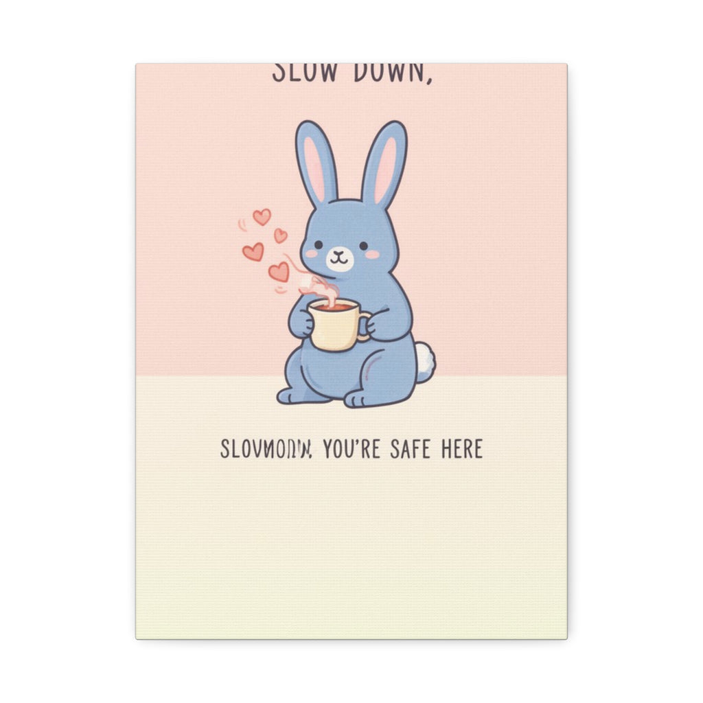 SLOW DOWN, SLOWDOWN YOURE SAFE HERE Canvas
