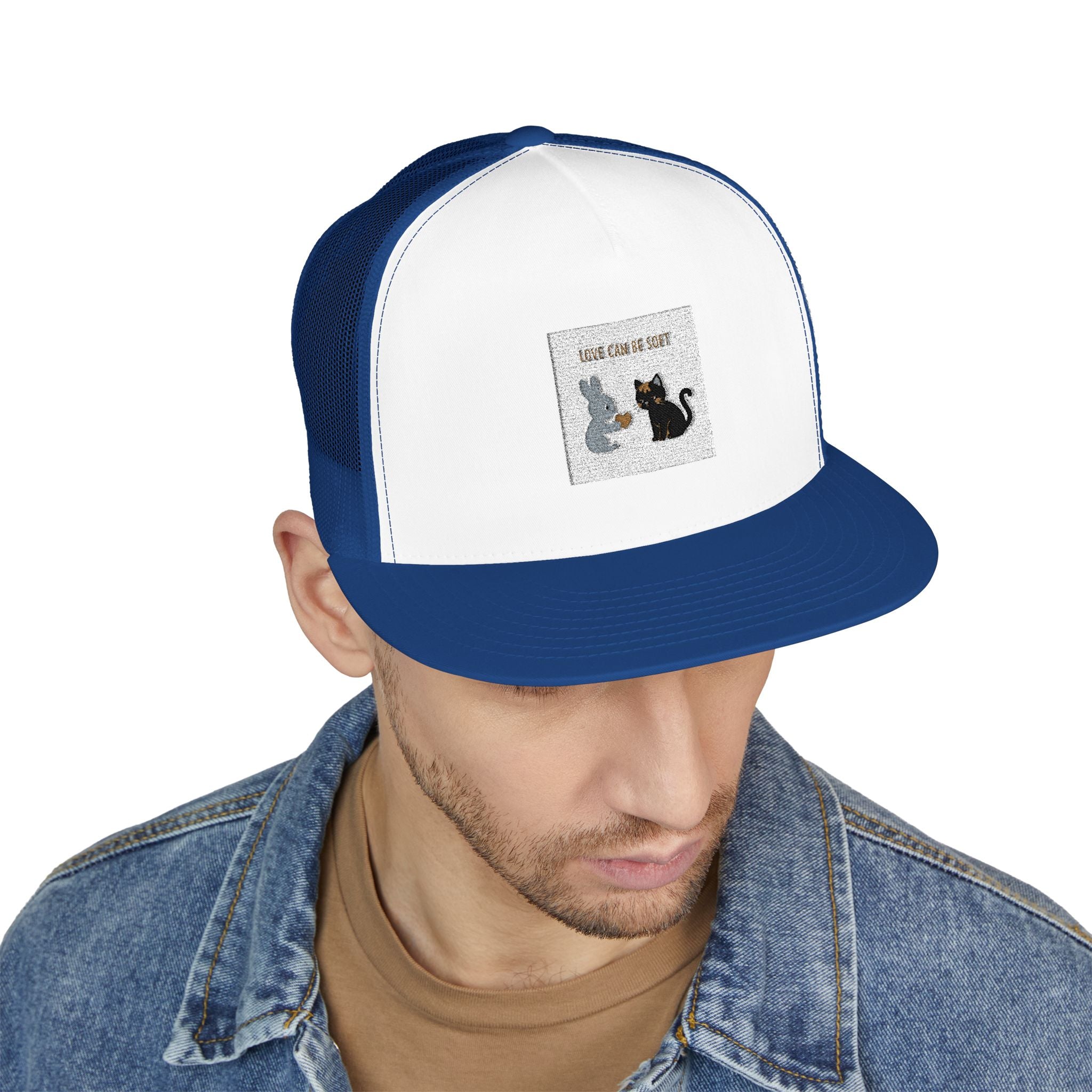 "LOVE CAN BE SOFT" Black Cat Trucker Cap | College Girl Gift | Fashion | KayKay Classics
