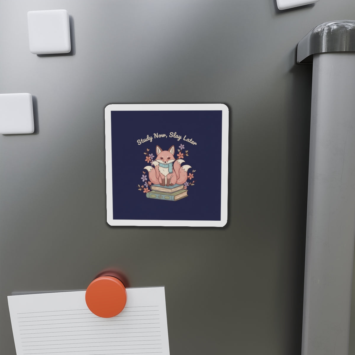 Kitsune Die-Cut Magnet – Study Now Slay Later