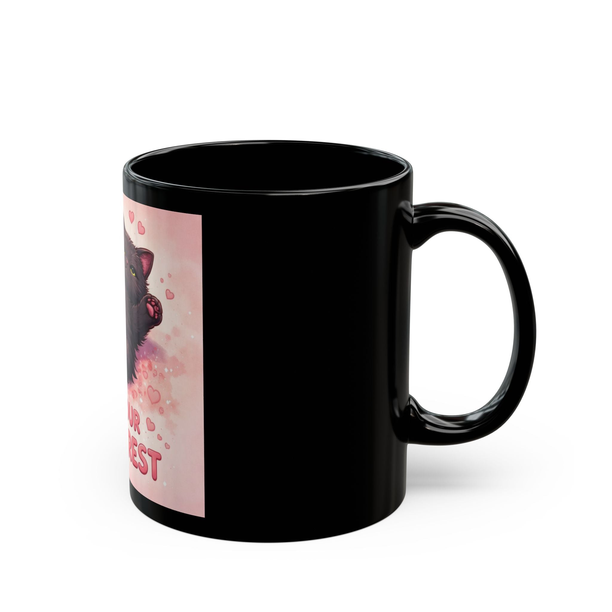 LET YOUR HEART REST Cat Black Mug 11oz