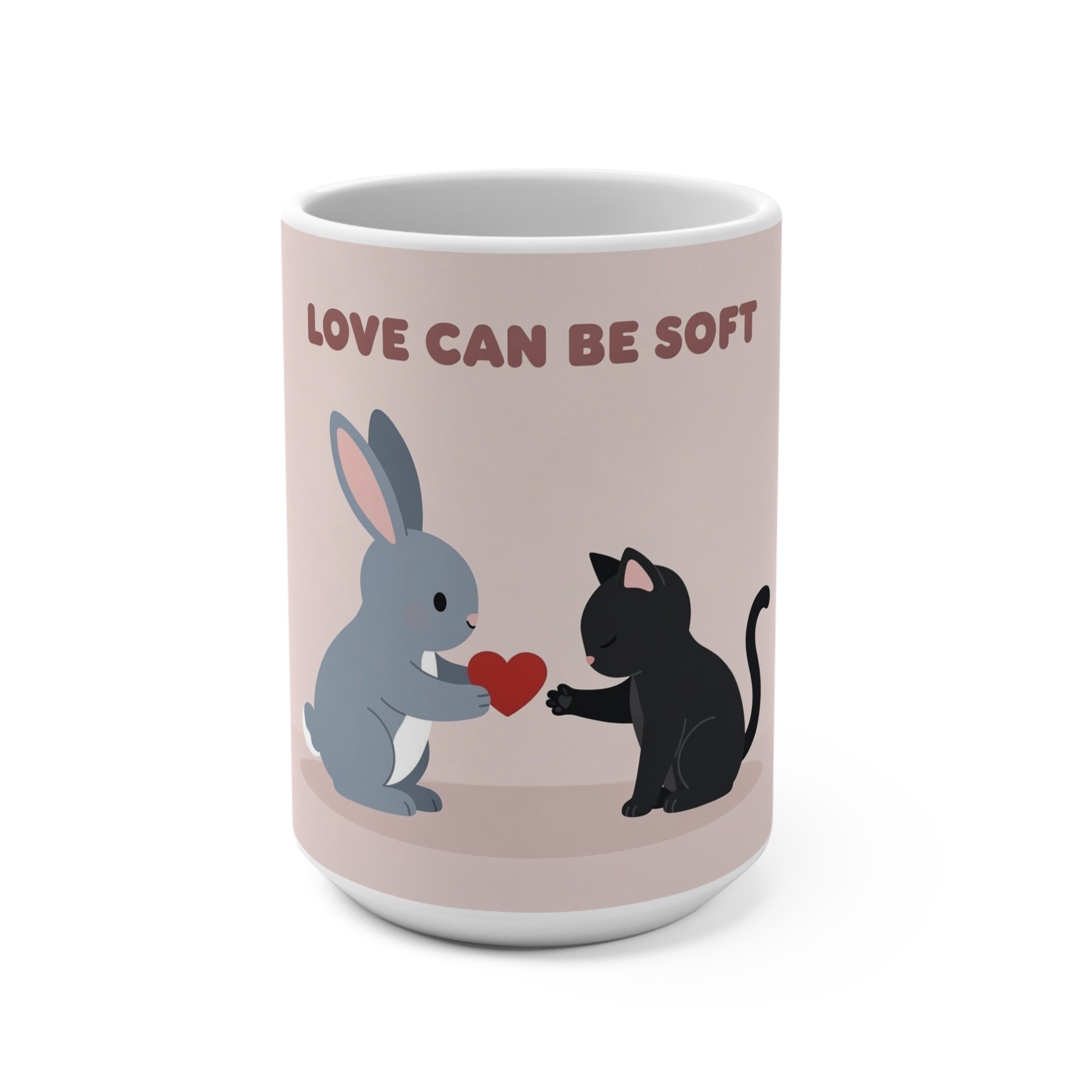 LOVE CAN BE SOFT Rabbit, cat Mug 15oz