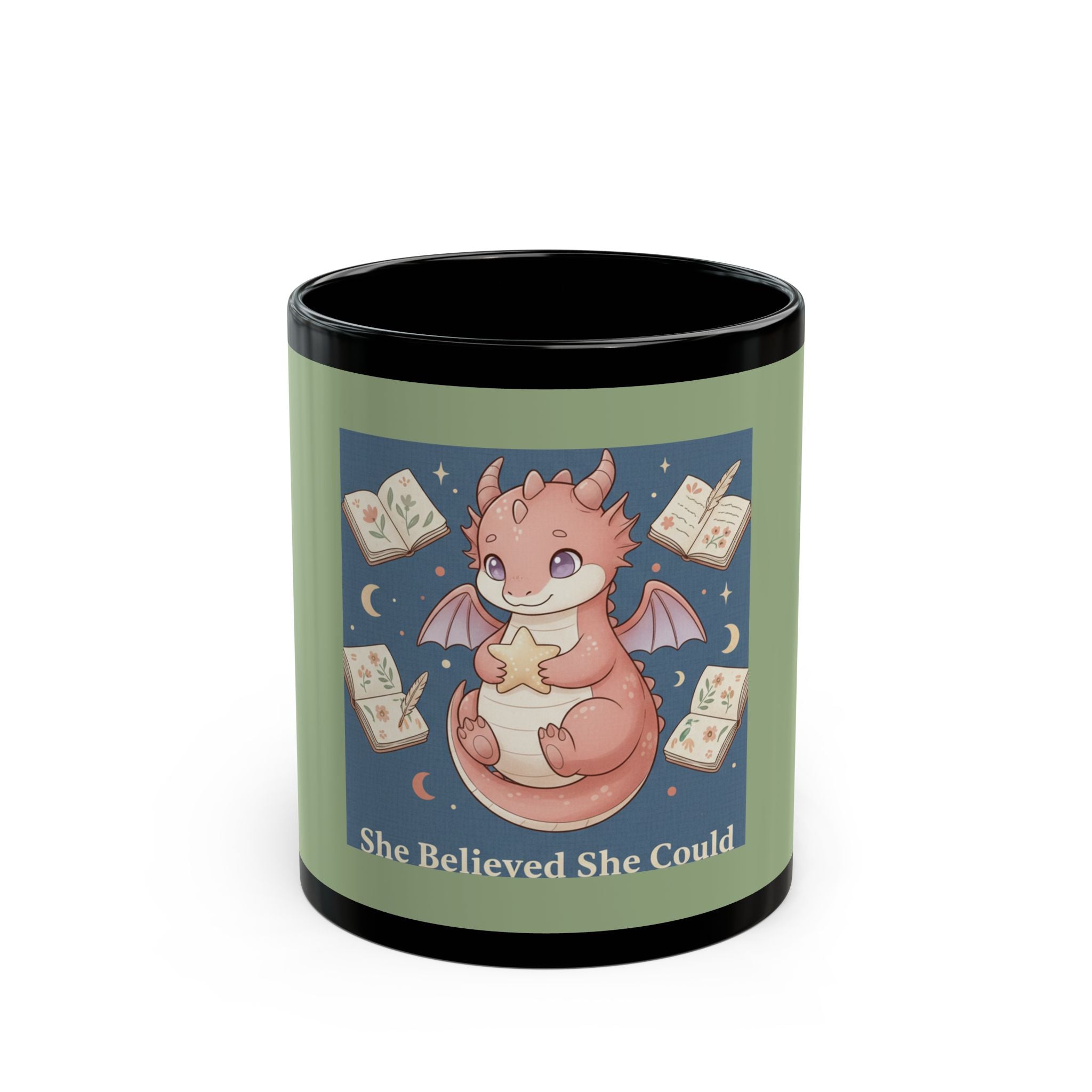 Dragon Black Mug 11oz – She Believed She Could