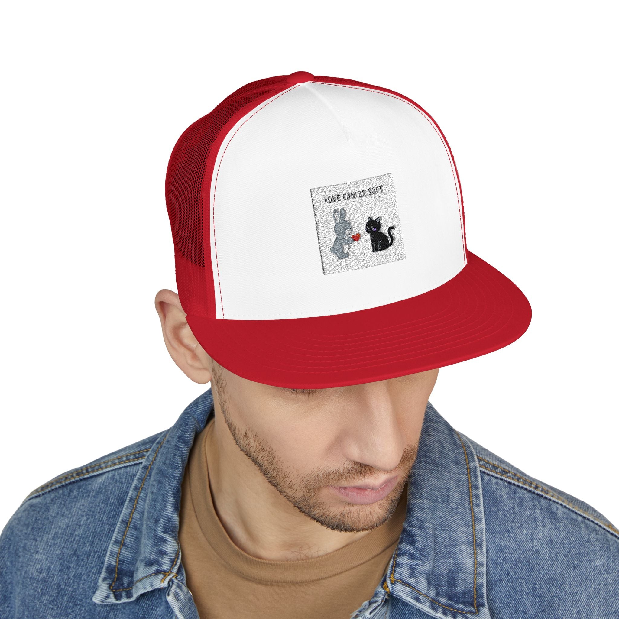 "LOVE CAN BE SOFT" Black Cat Trucker Cap | College Girl Gift | Fashion | KayKay Classics