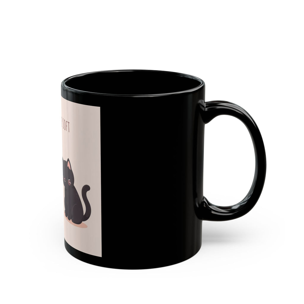 LOVE CAN BE SOFT Rabbit, cat Black Mug 11oz