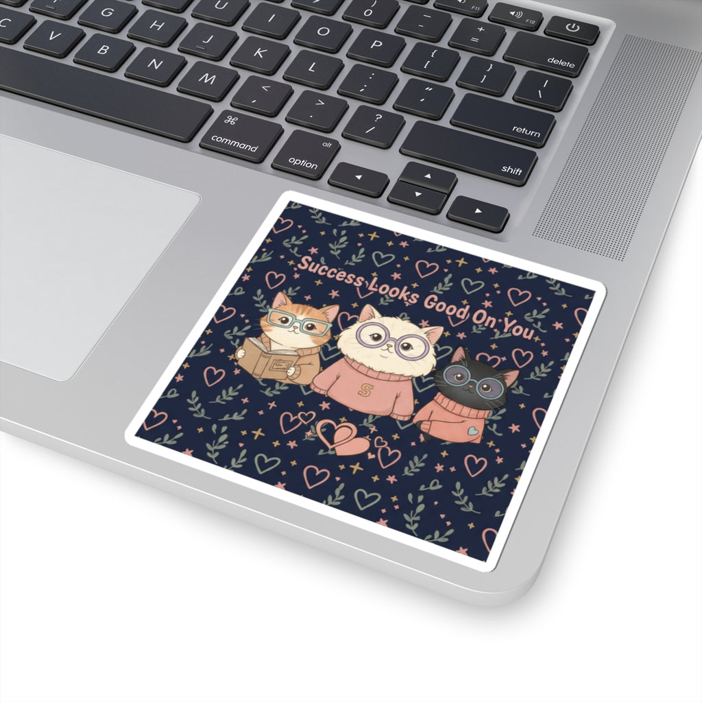 Cats With Glasses Kiss-Cut Sticker – Success Looks Good on You