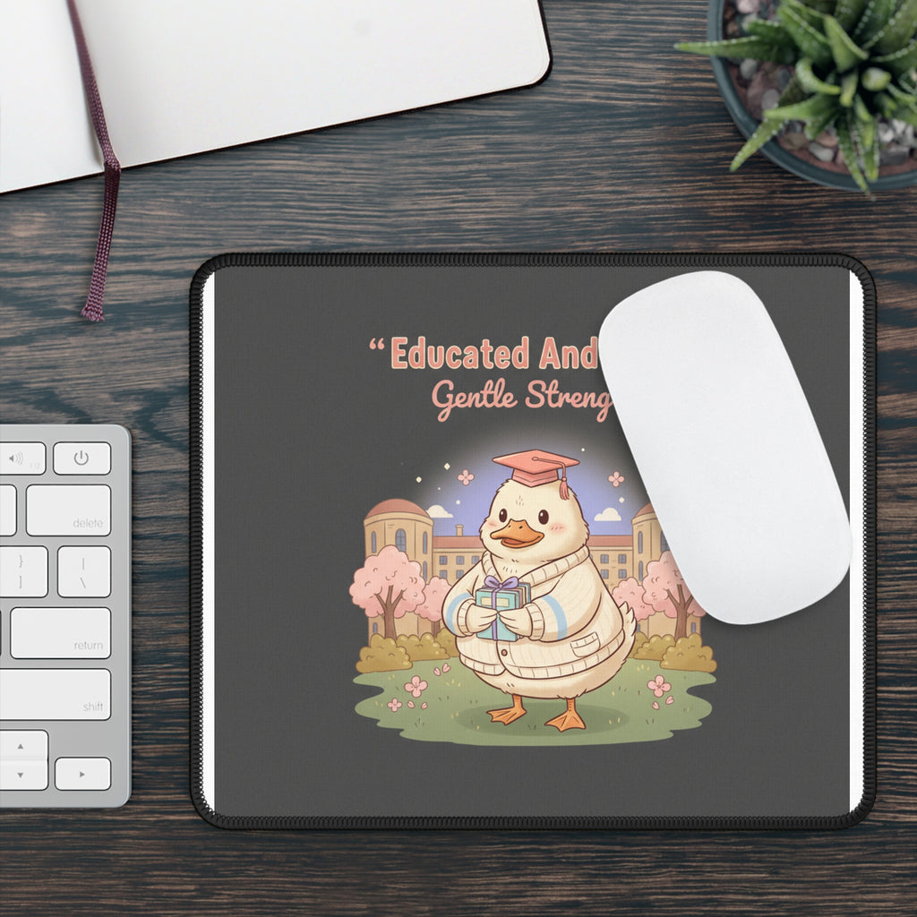 Duck In A Cardigan Mouse Pad – Educated and Cute Gentle Strength