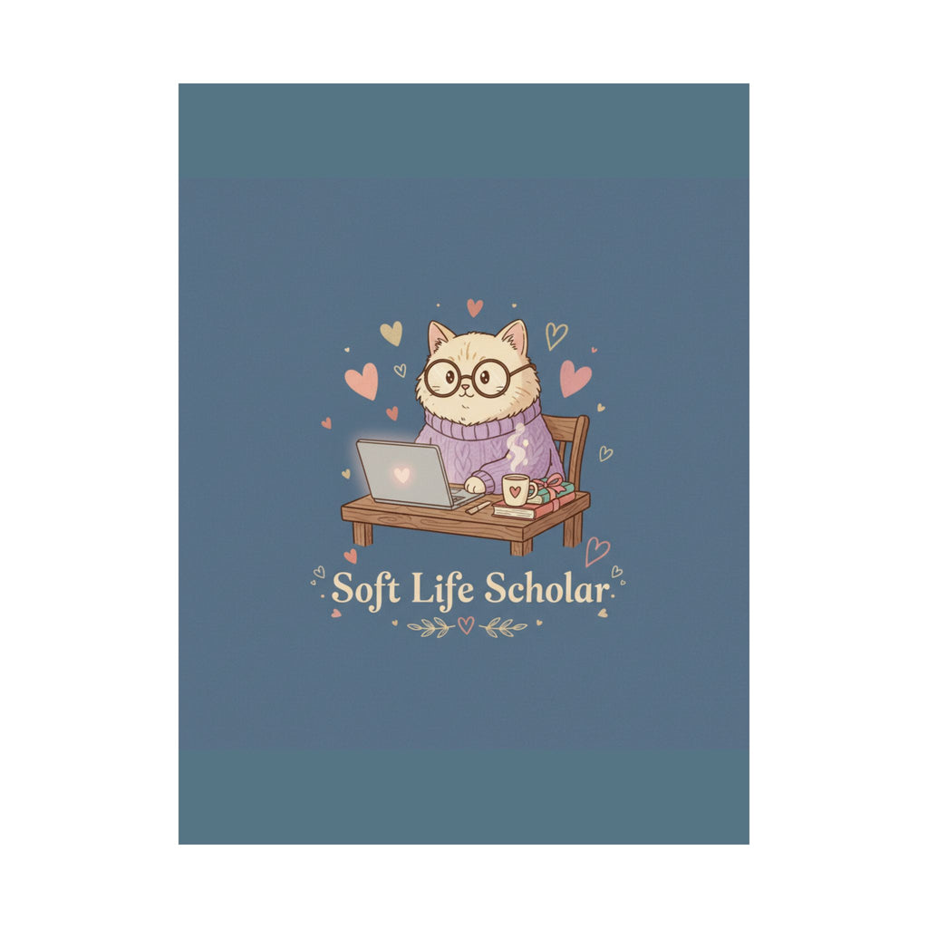 Soft Life Scholar Cat Poster