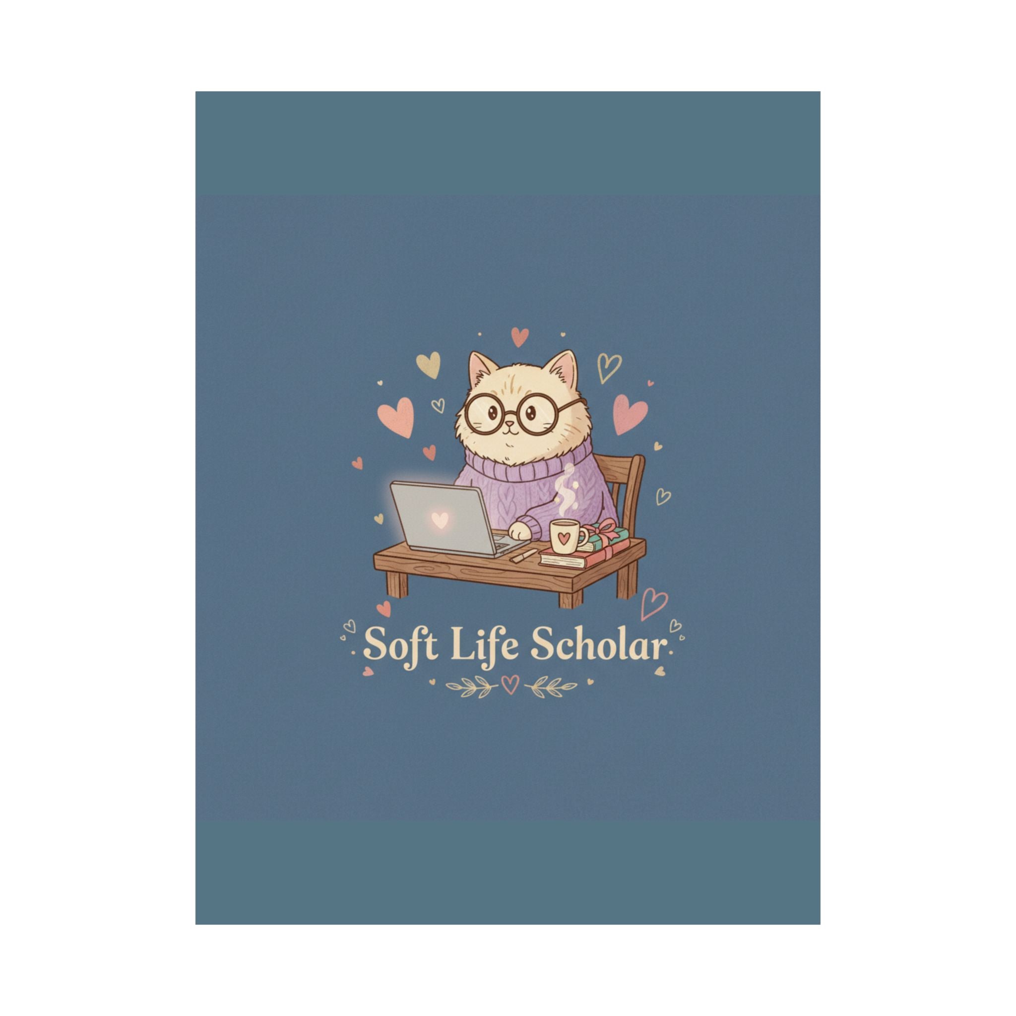 Soft Life Scholar Cat Poster