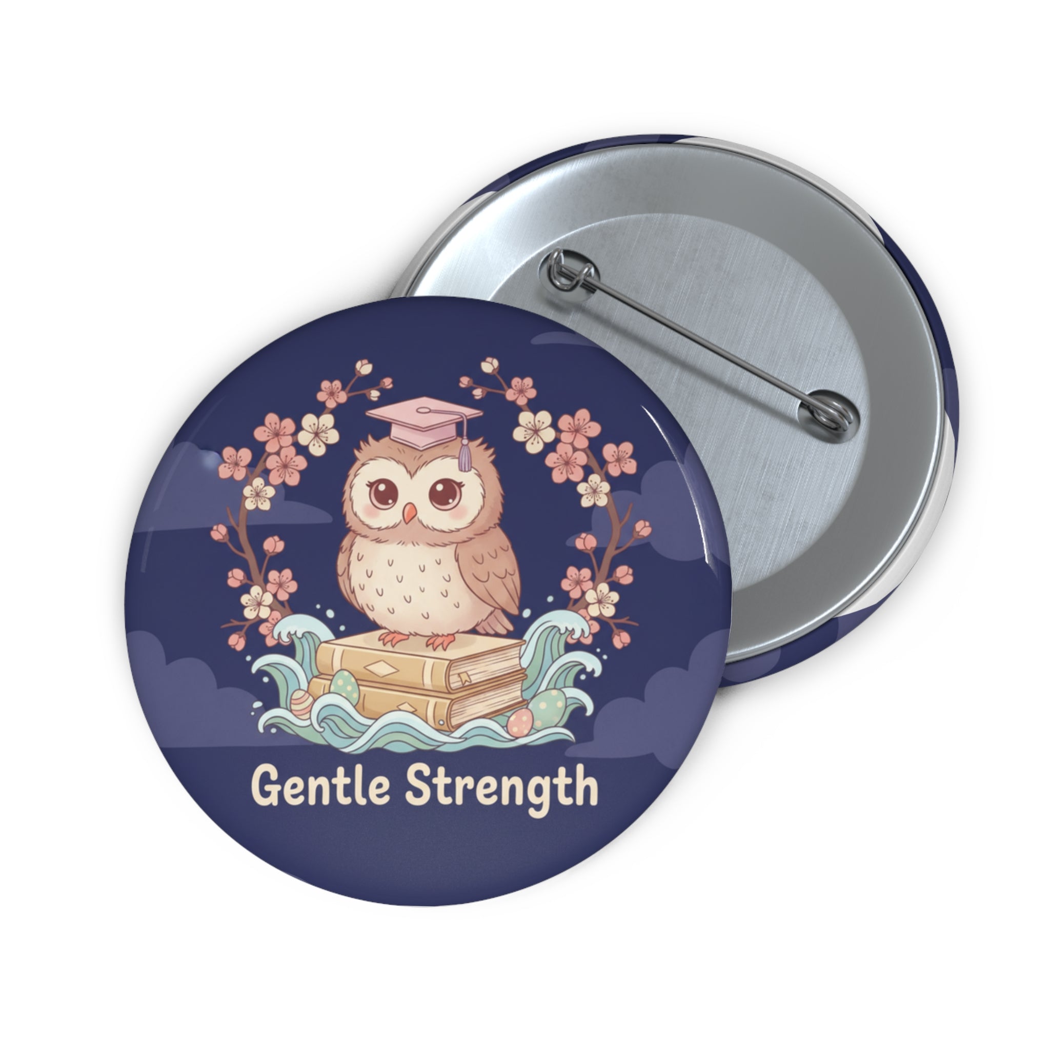 Owl Pin Button – Gentle Strength
