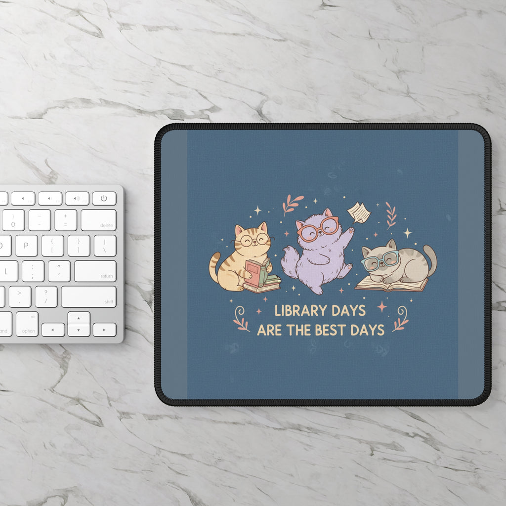 Cats With Glasses Mouse Pad – Library Days Are the Best Days