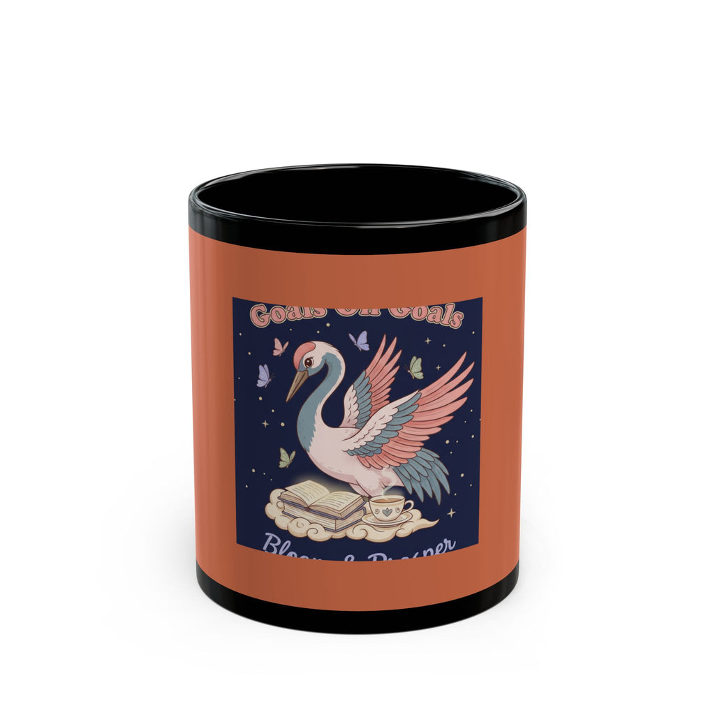 Crane Black Mug 11oz – Goals on Goals Bloom Prosper