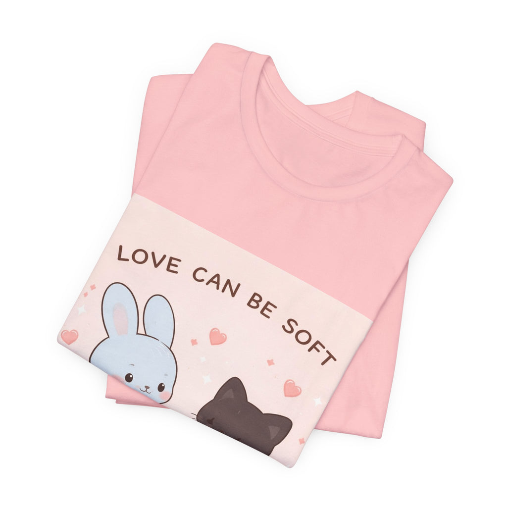 "LOVE CAN BE SOFT" Black Cat Women Tee | College Girl Gift | Fashion | KayKay Classics