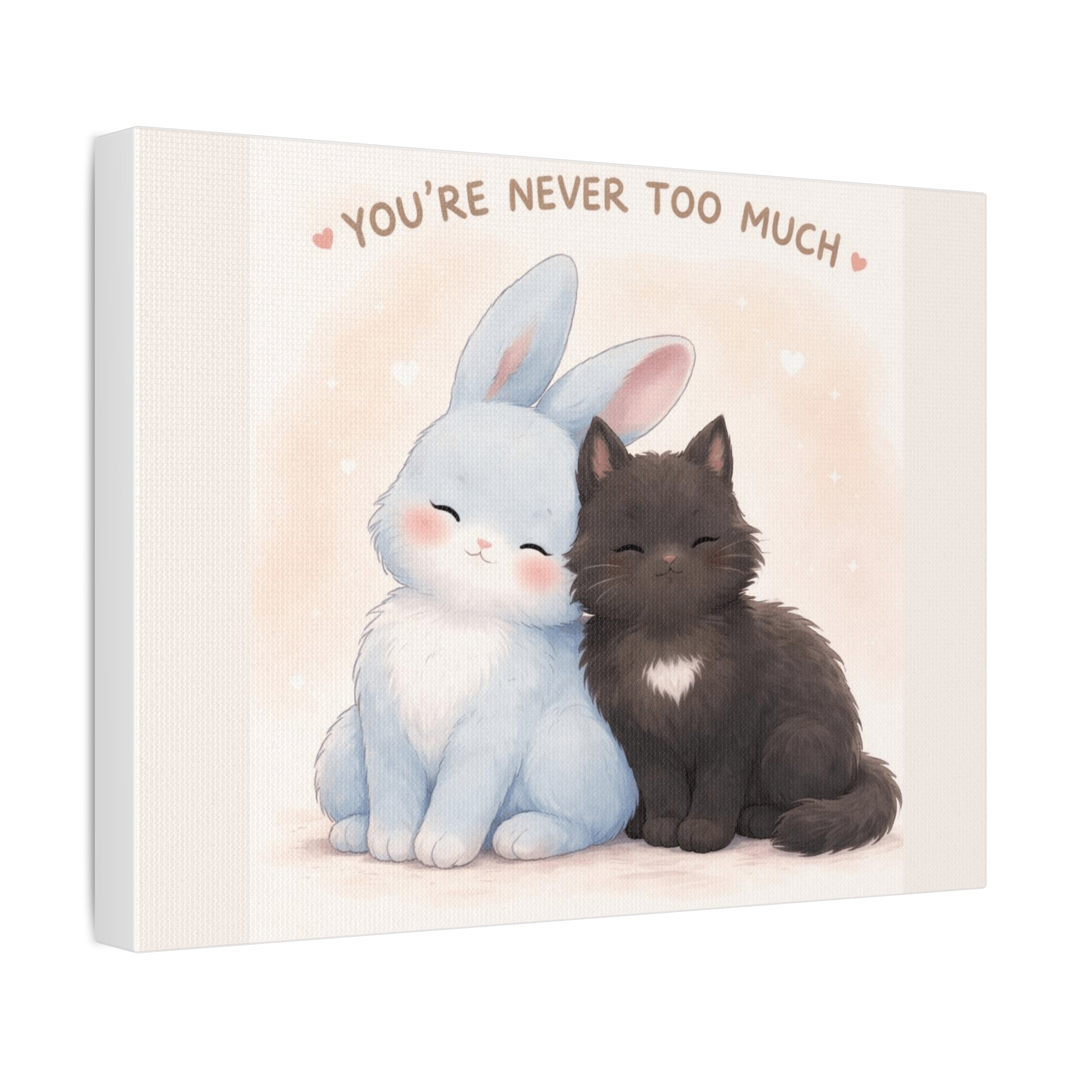 "YOU'RE NEVER TOO MUCH" Black Cat Canvas | College Girl Gift | Fashion | KayKay Classics